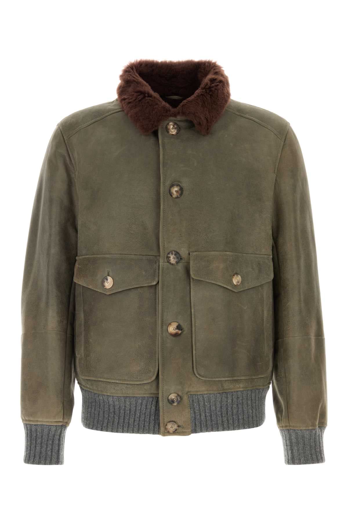 Sage green shearling jacket