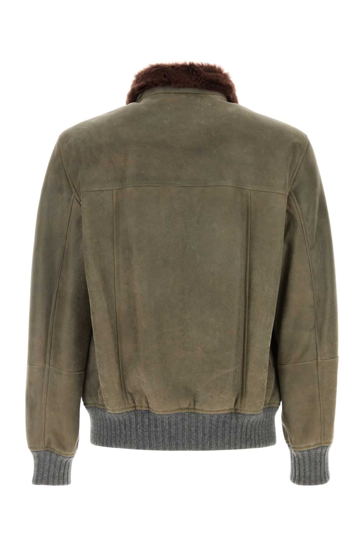 Sage green shearling jacket - мініатюра 2