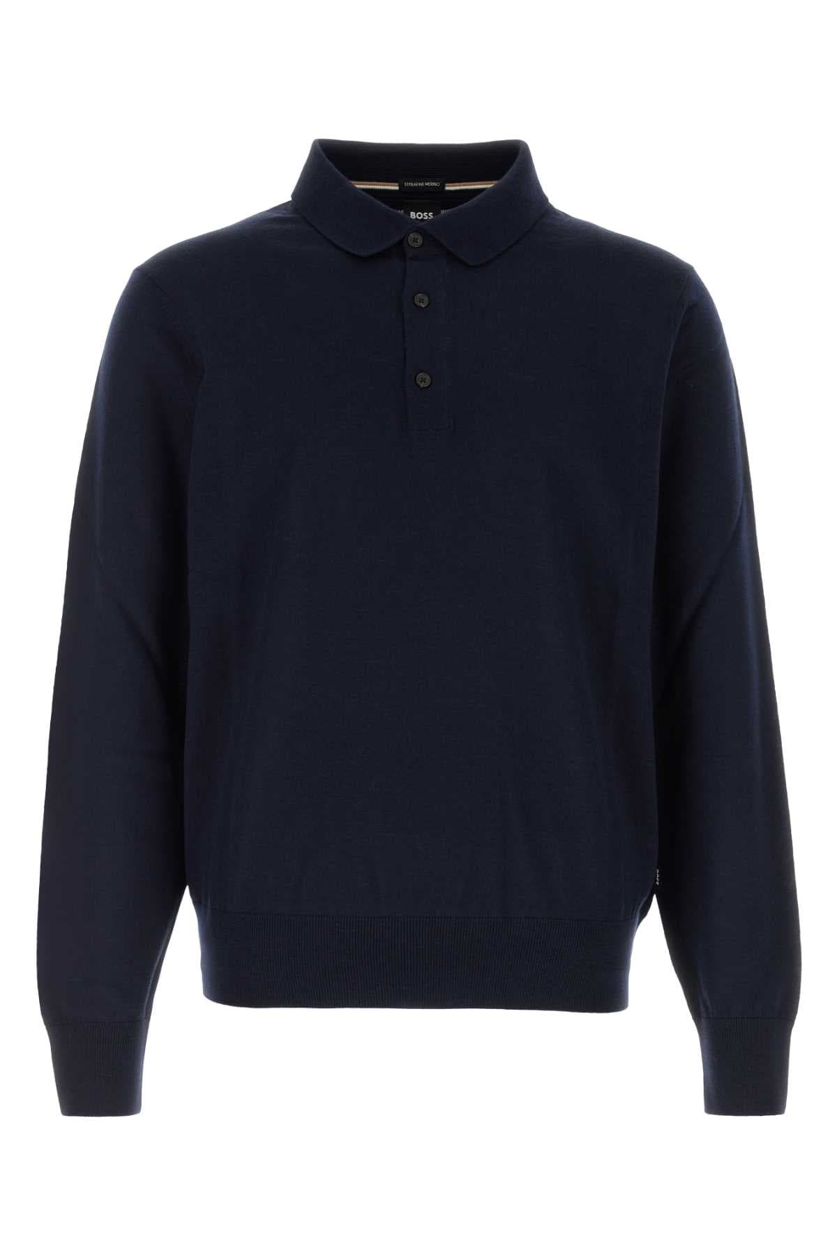 Navy blue wool polo shirt