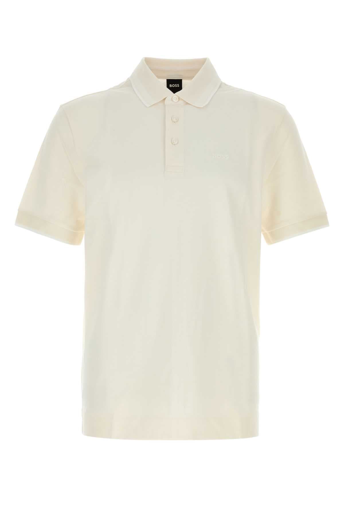 Ivory piquet polo shirt