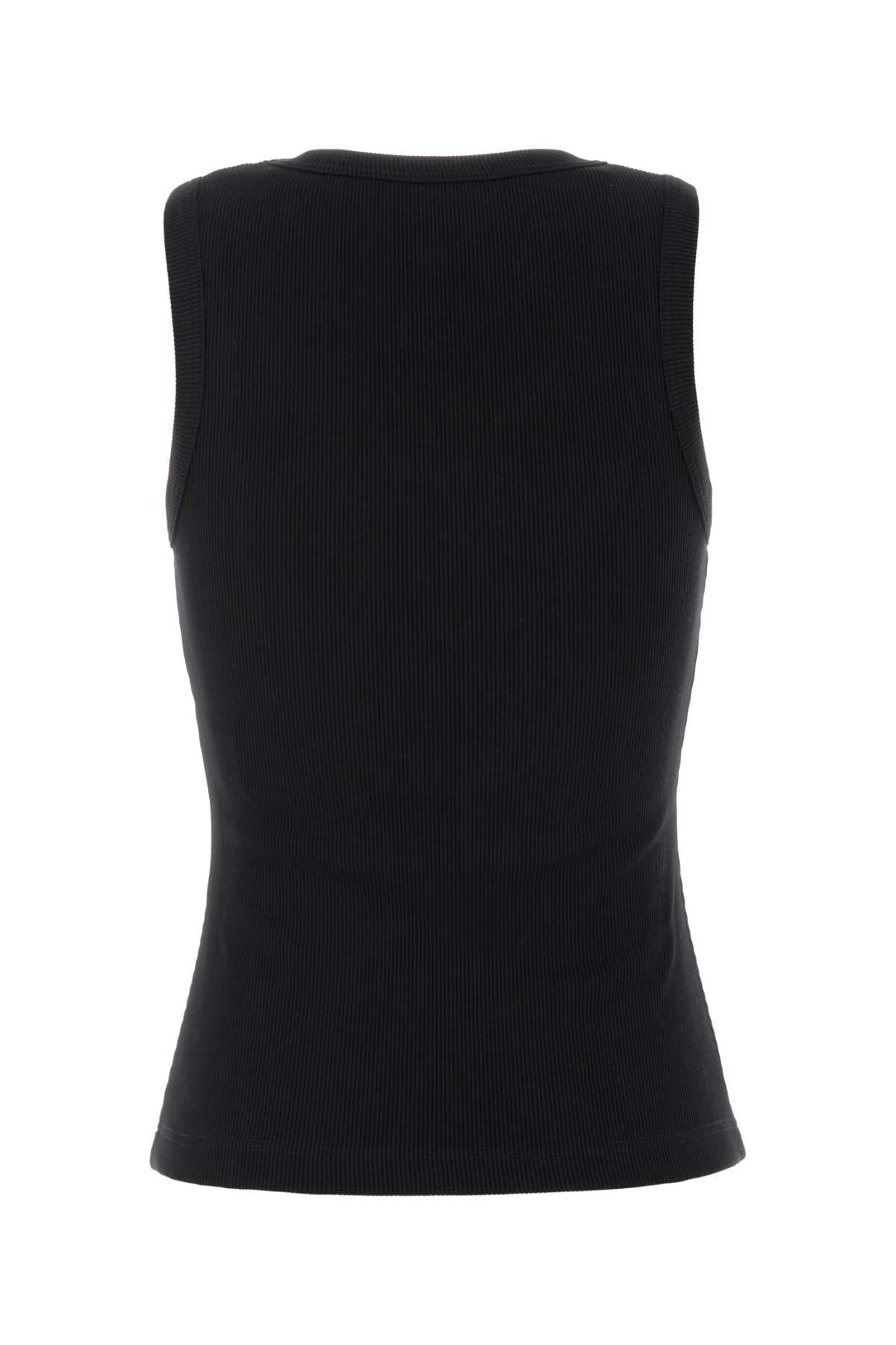 Black stretch cotton tank top - мініатюра 2