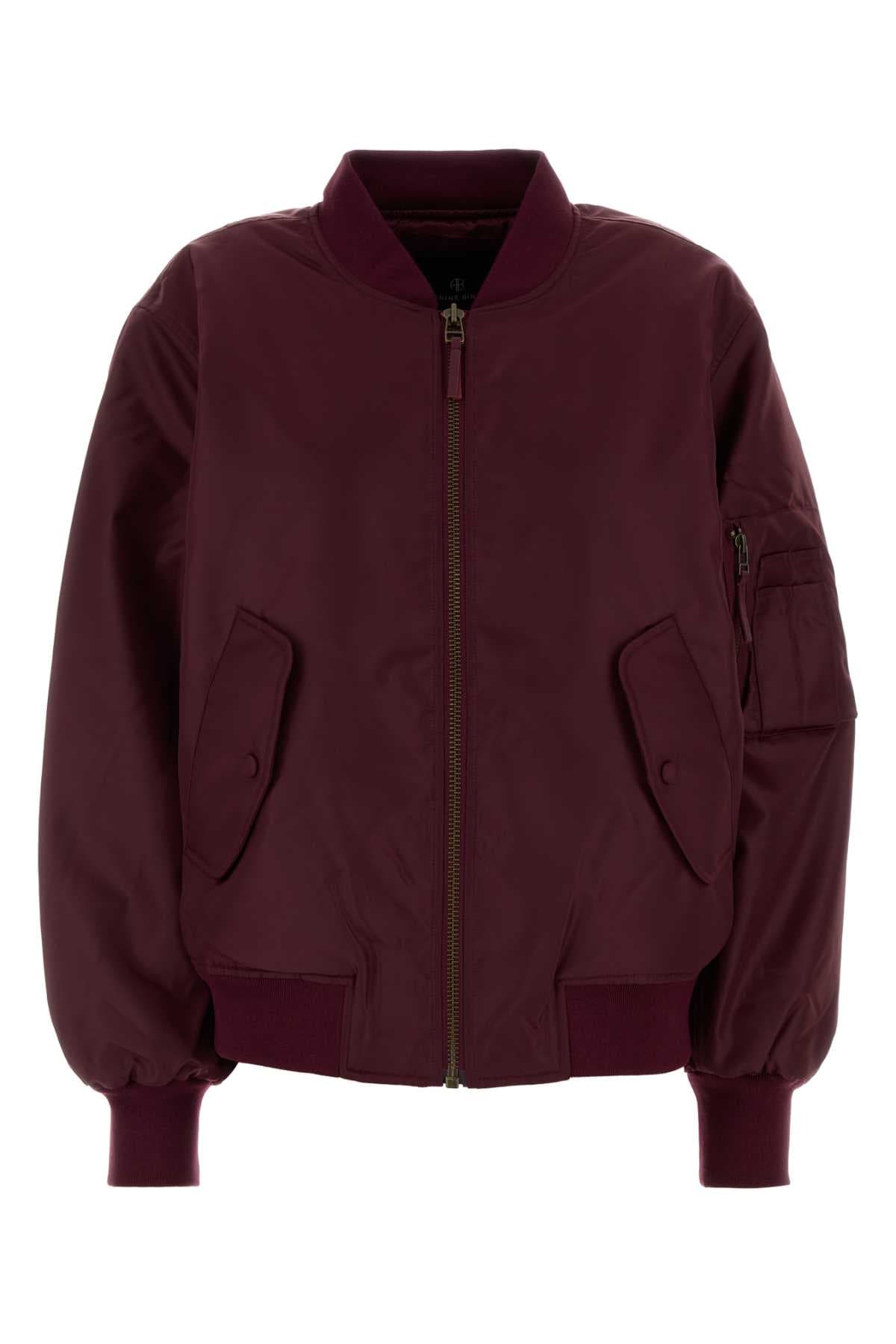 Tyrian purple polyester Leon bomber jacket