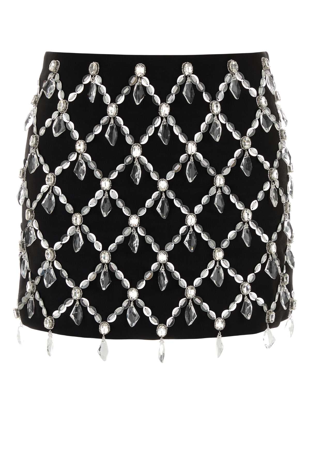 Black stretch gabardine mini skirt