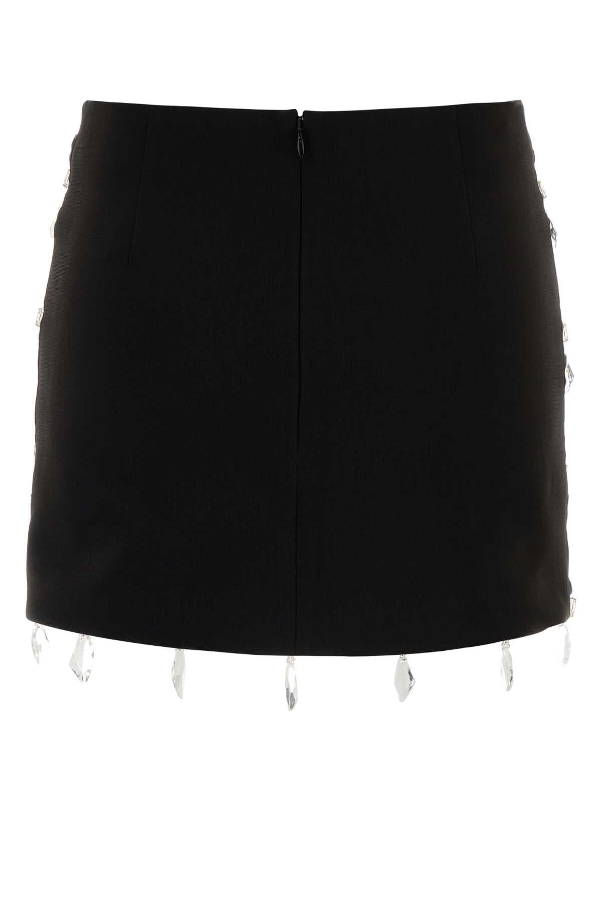 Black stretch gabardine mini skirt - мініатюра 2