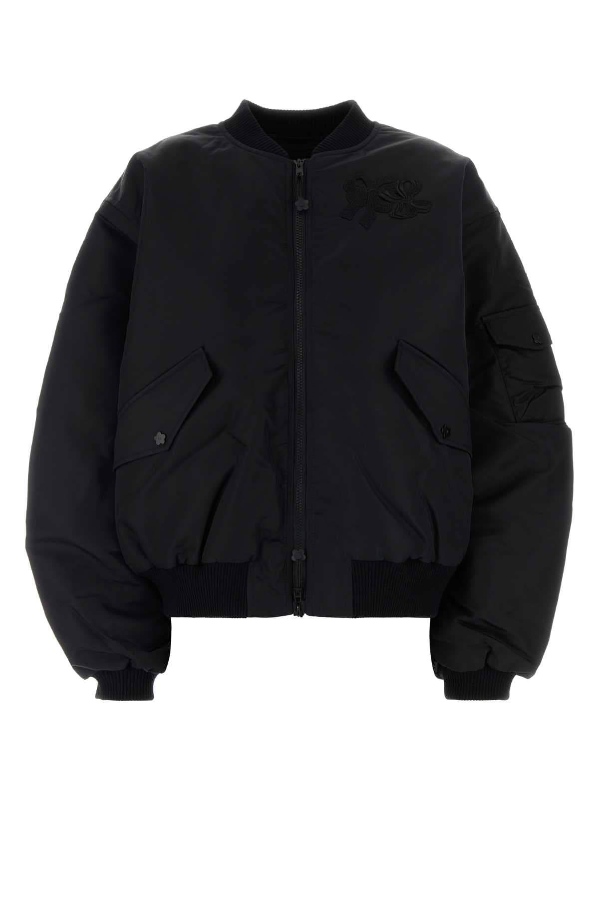 Black nylon bomber jacket
