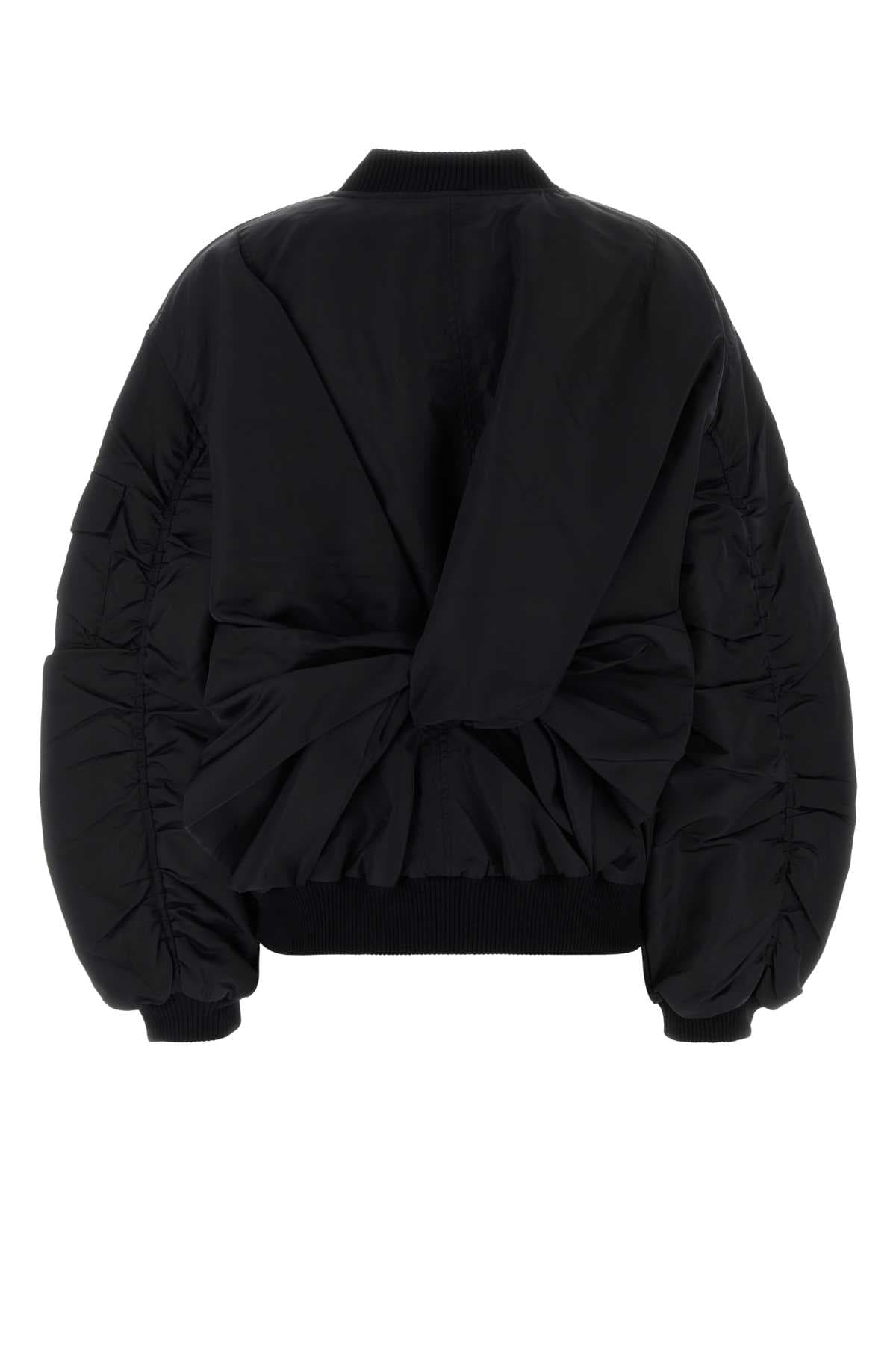 Black nylon bomber jacket - мініатюра 2