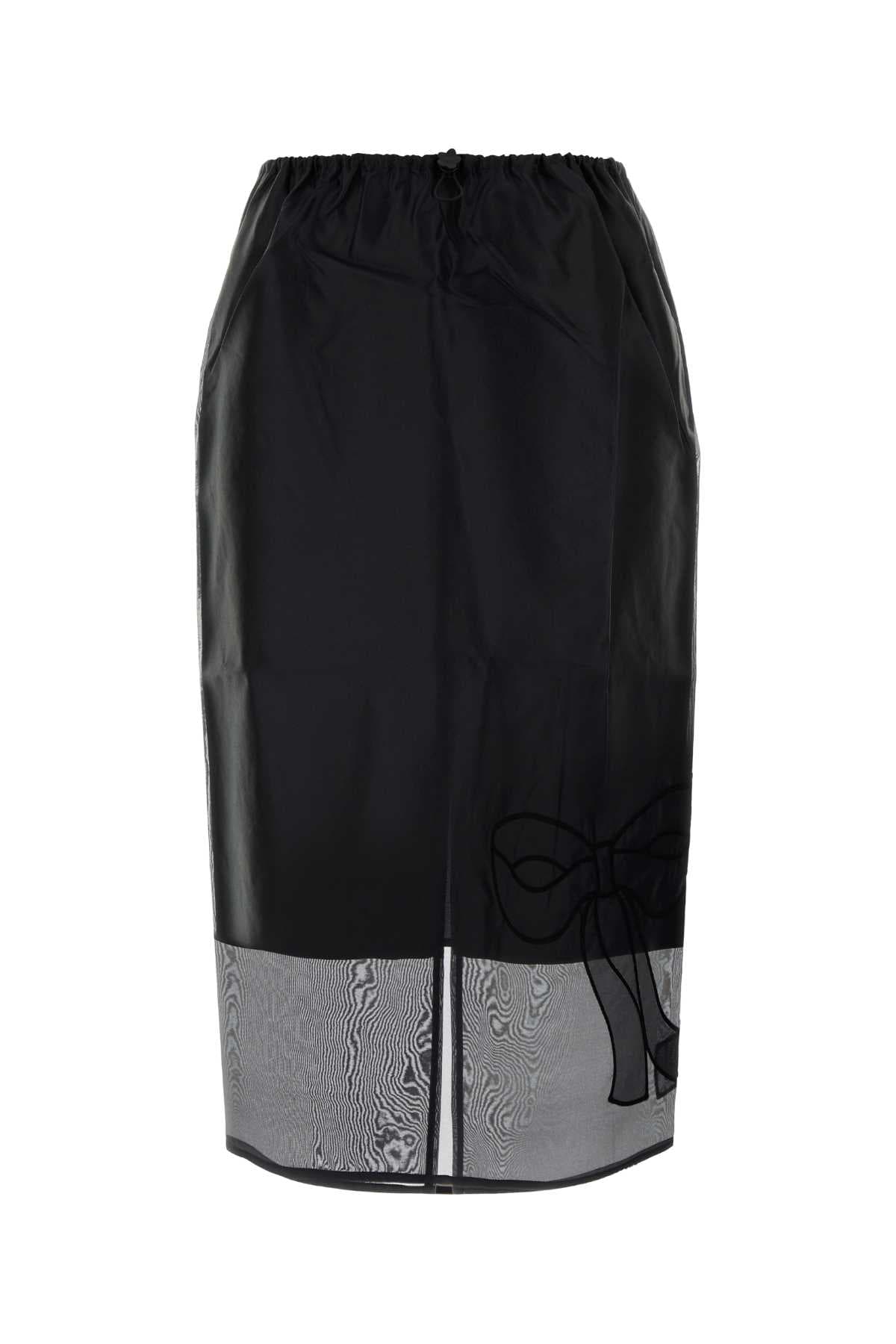 Black silk blend skirt