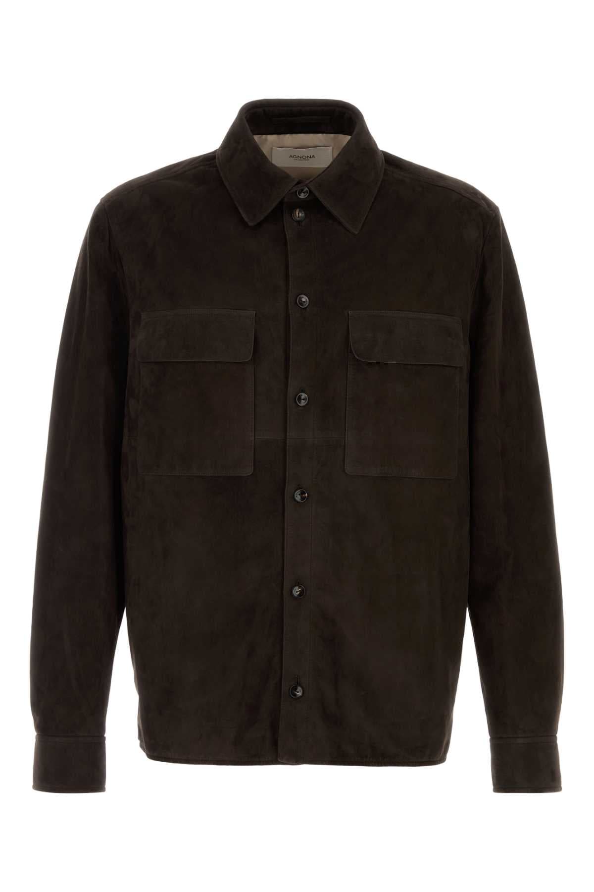 Dark brown suede shirt