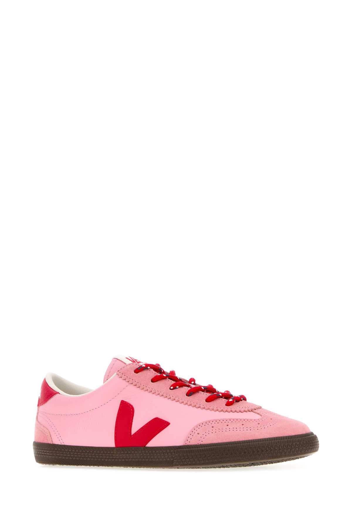 Dark pink leather Volley O.T. sneakers - мініатюра 2