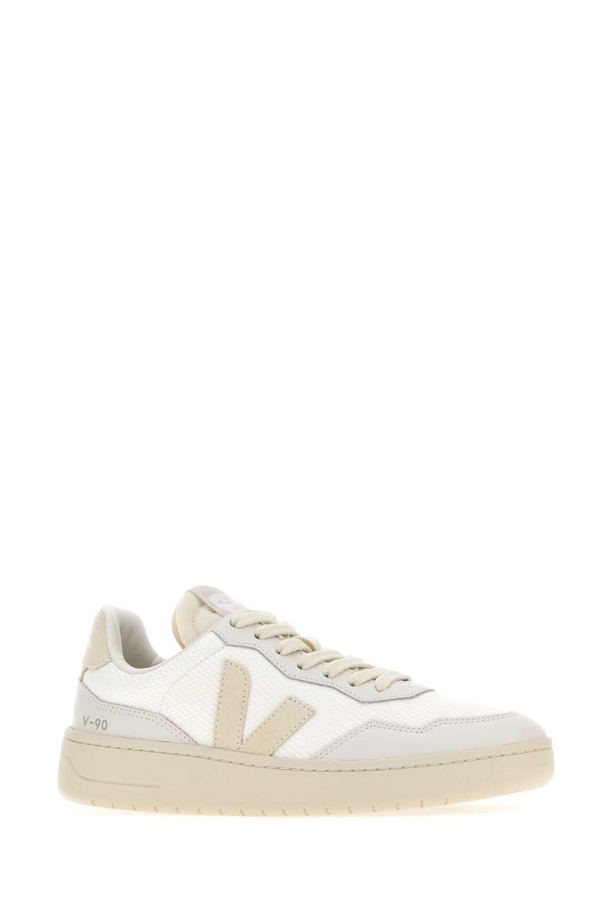 Multicolor fabric and leather V-90 sneakers - мініатюра 2