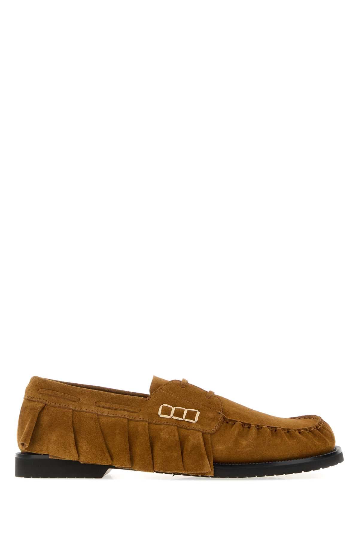 Camel suede loafers