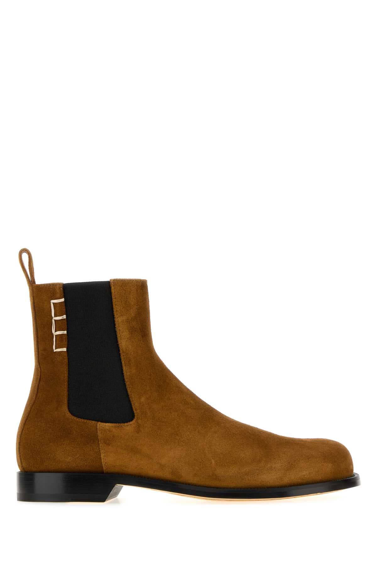 Camel suede ankle boots