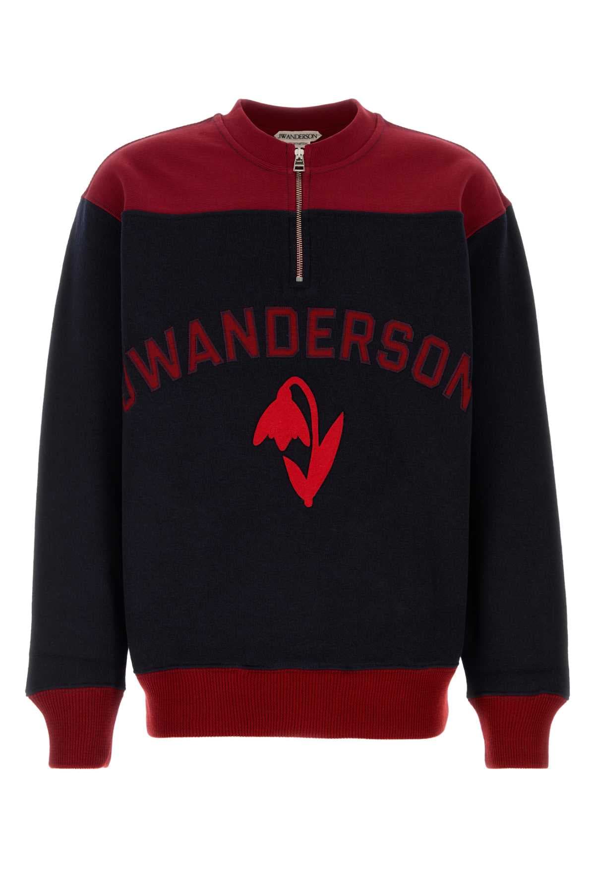 Two-tone wool blend sweatshirt