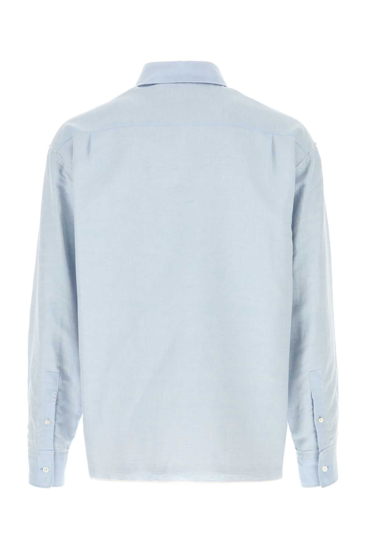 Light blue linen blend shirt - мініатюра 2