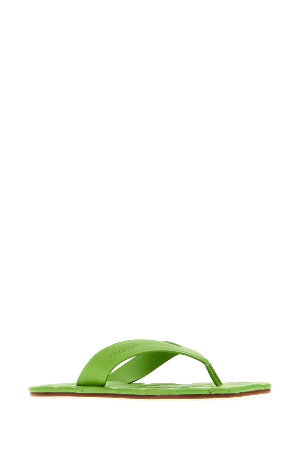 Green leather thong slippers - мініатюра 2