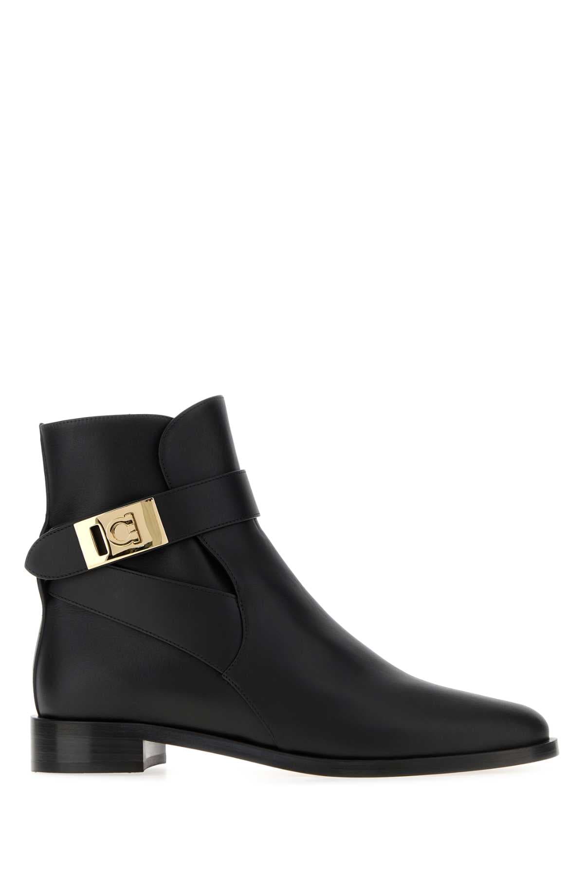 Black leather Zanira ankle boots