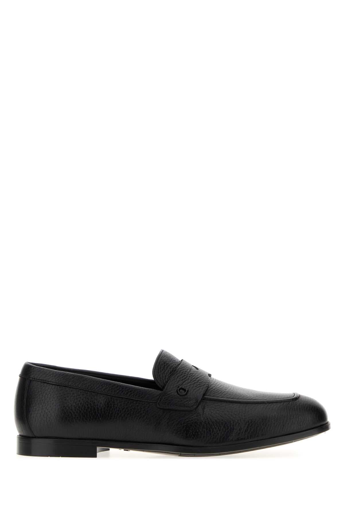 Black leather Tiberio loafers