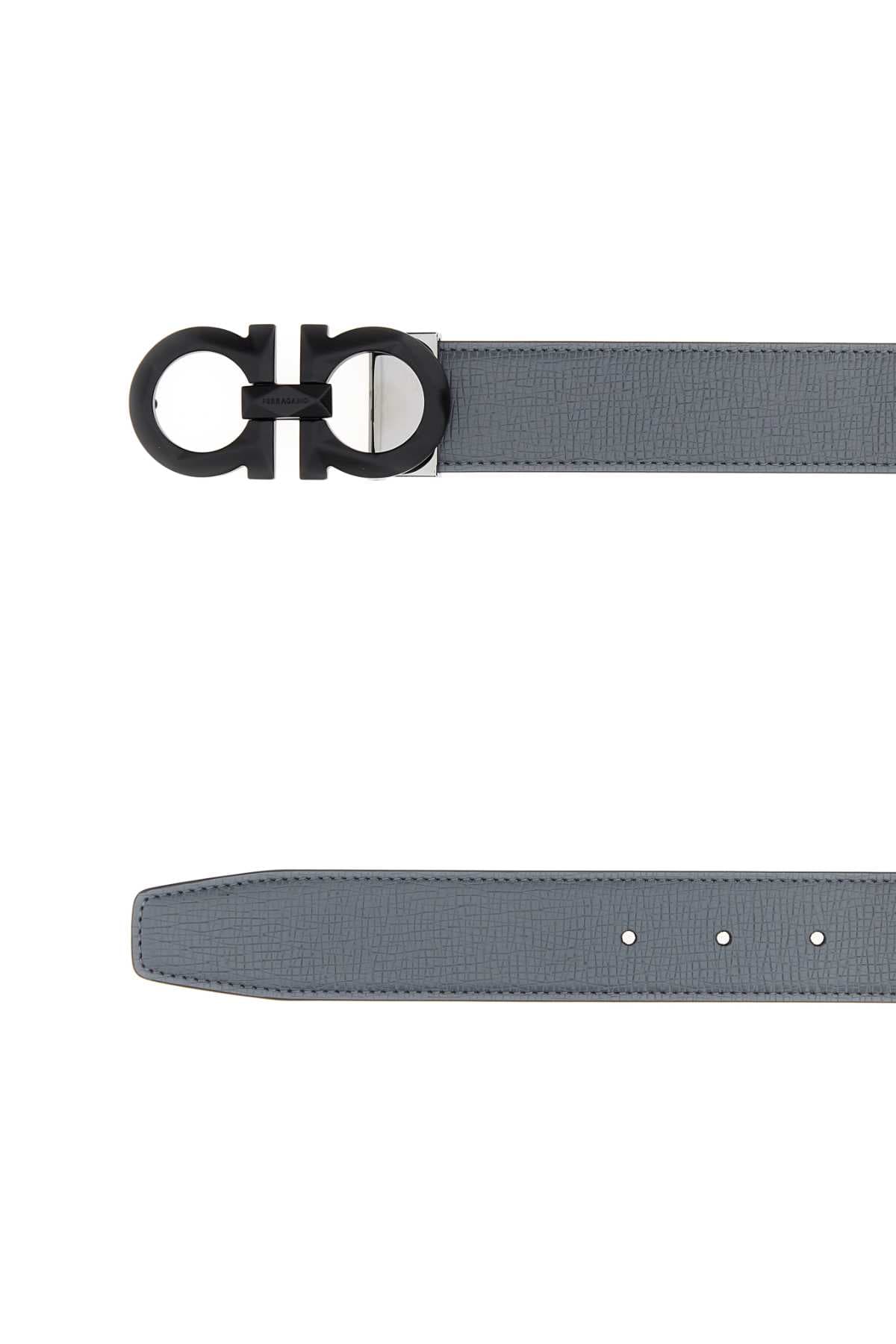 Dark grey leather reversible belt - мініатюра 2