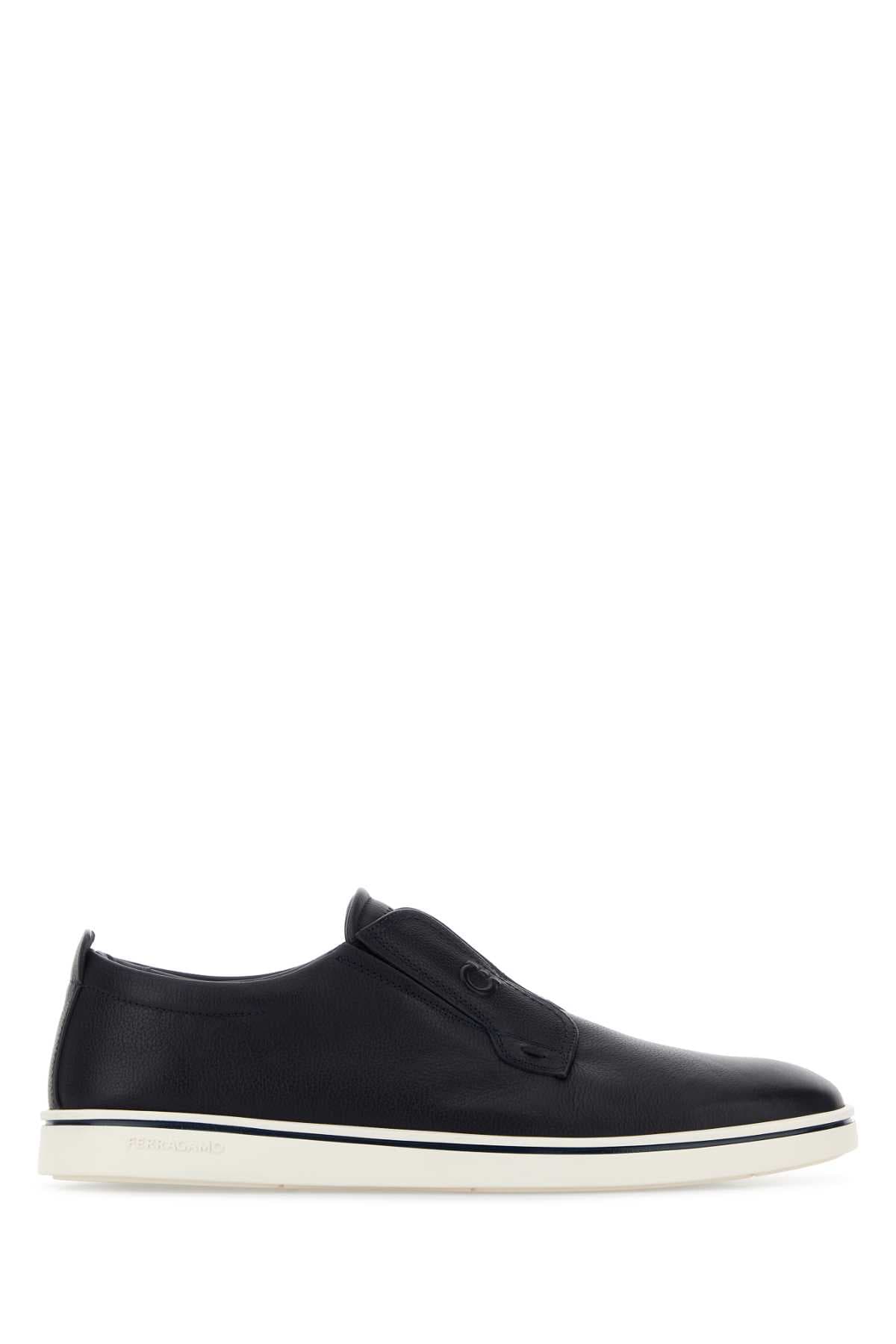 Black leather Alfie slip ons