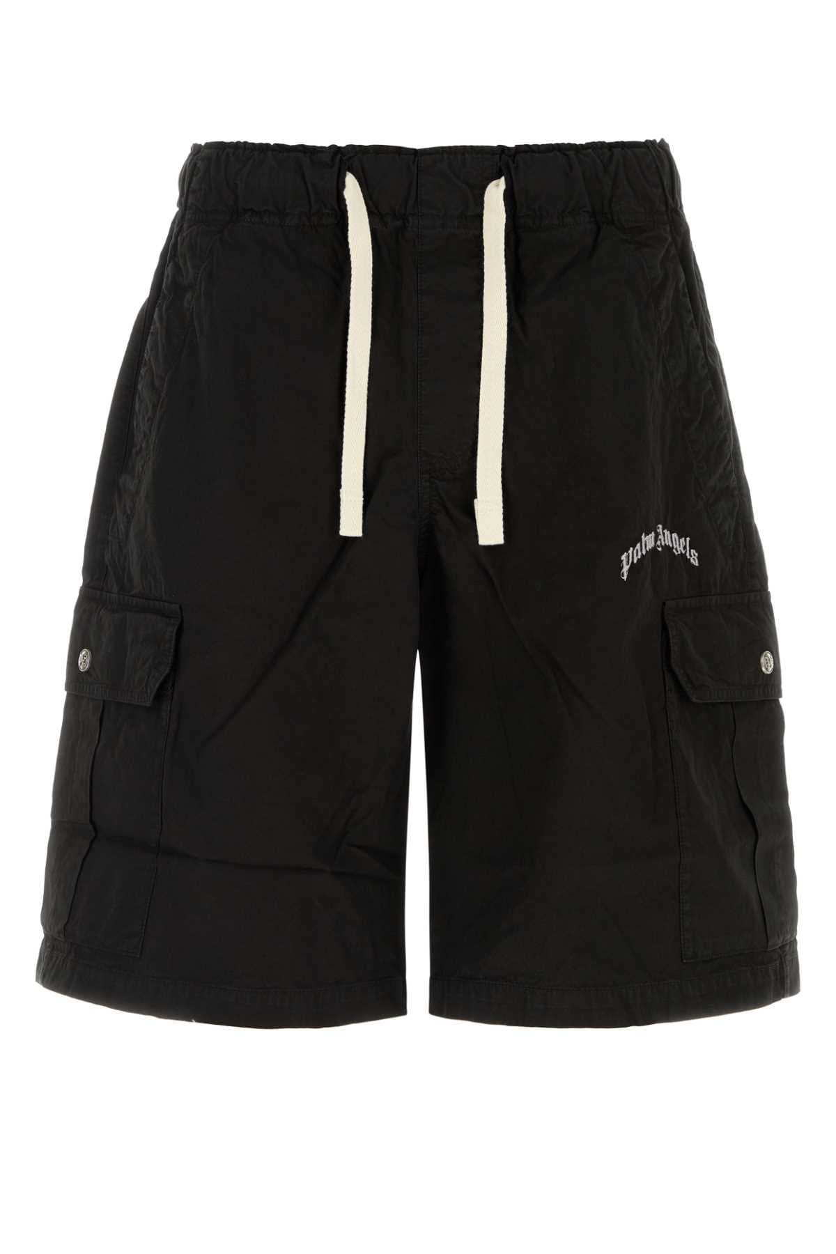 Black cotton bermuda shorts