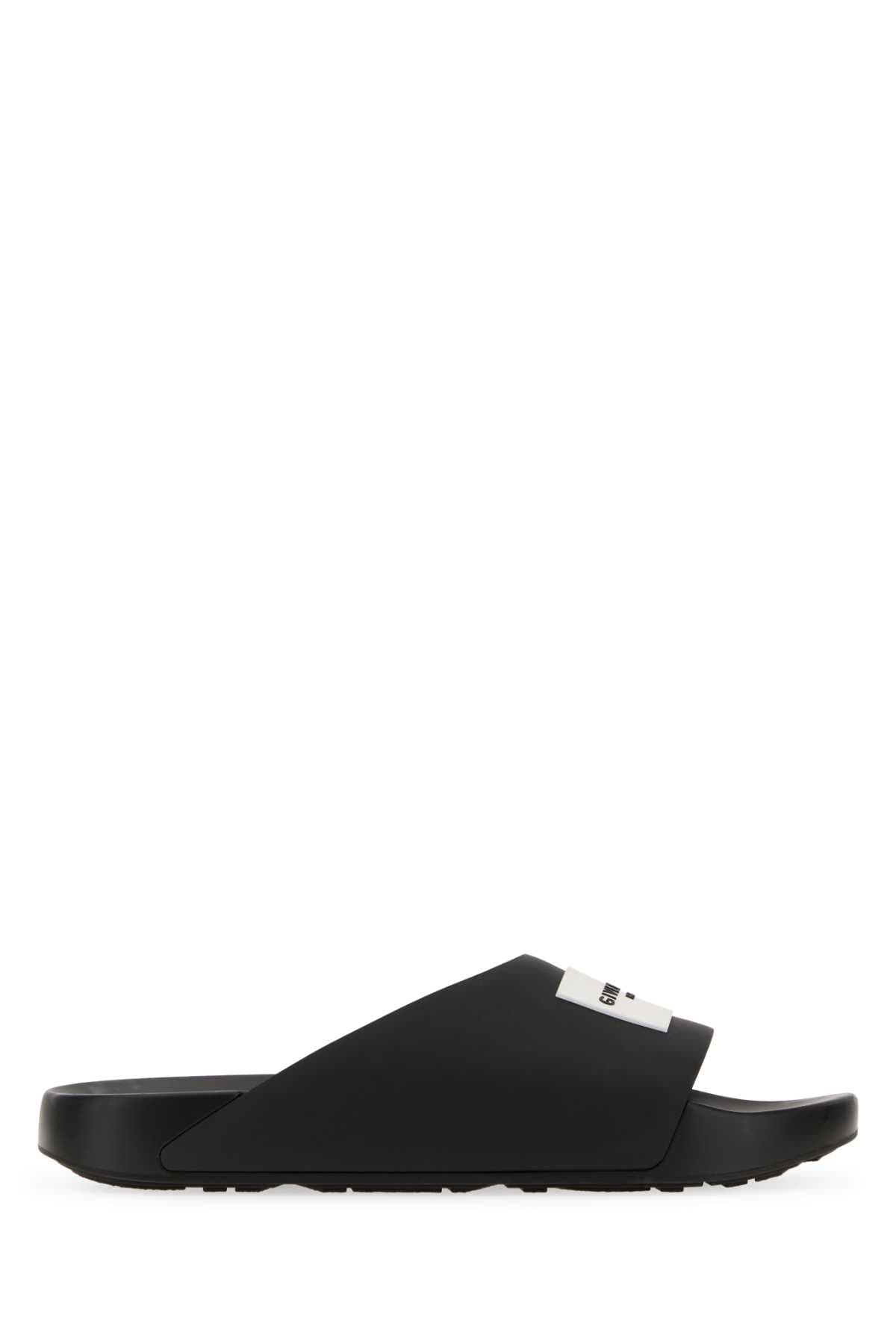 Black rubber Label slippers