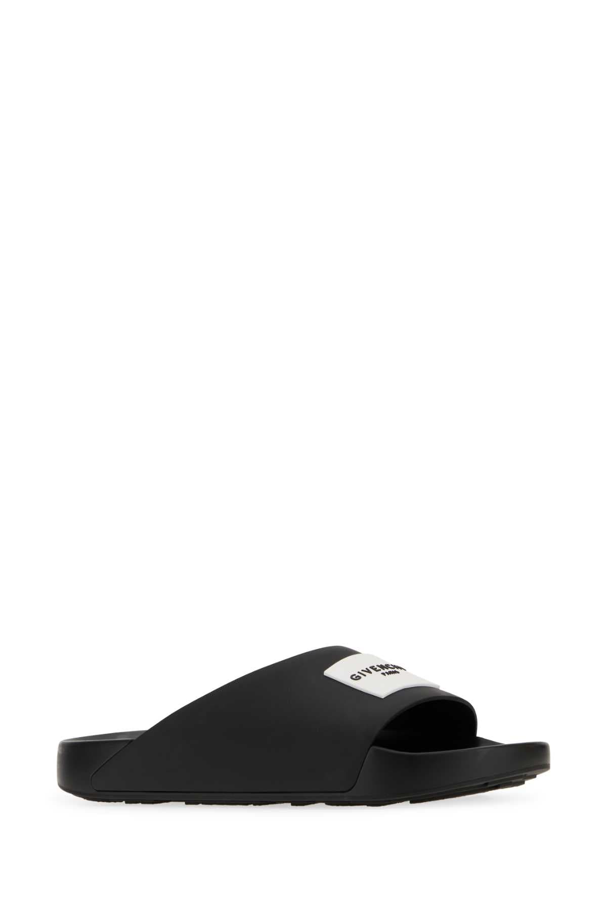 Black rubber Label slippers - мініатюра 2