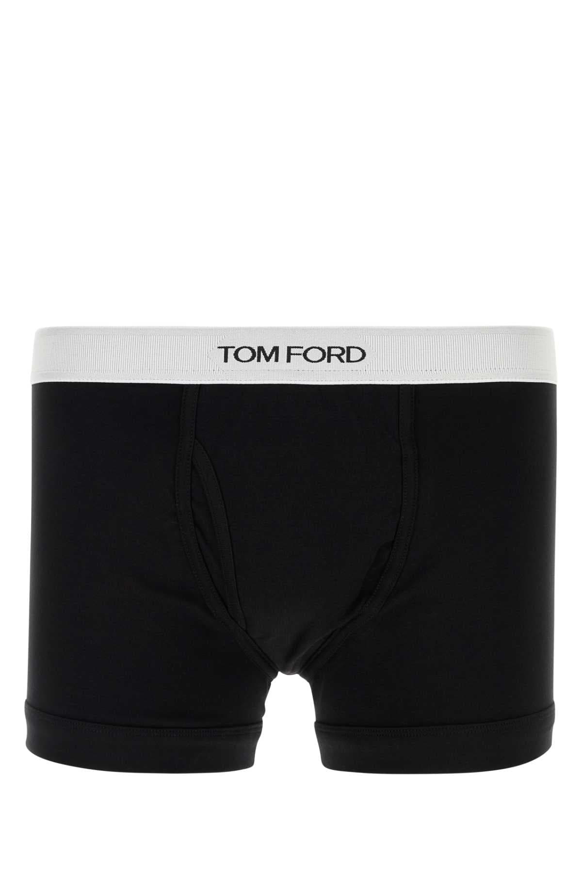 Black stretch cotton boxer set