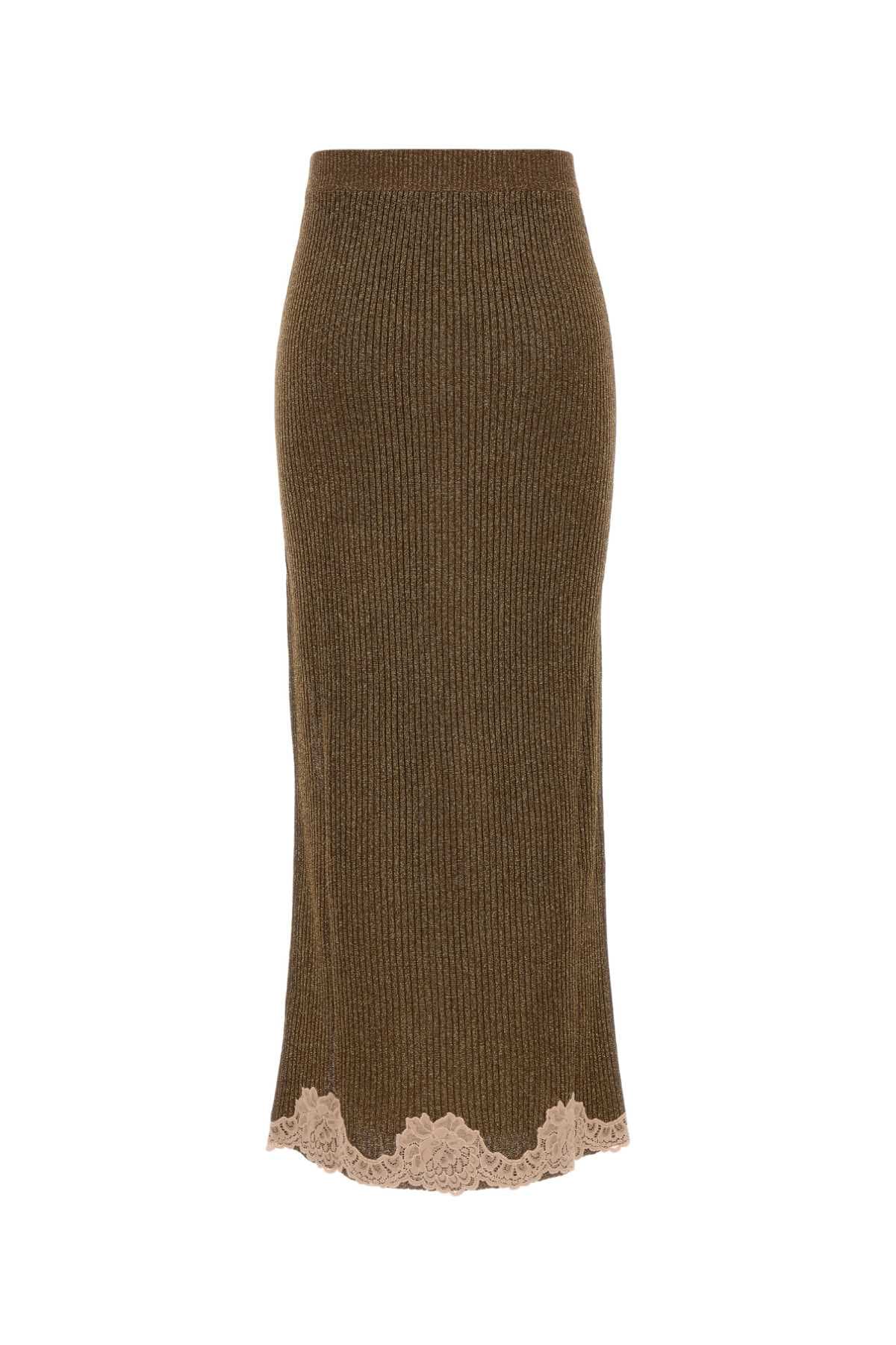 Gold viscose blend skirt - мініатюра 2