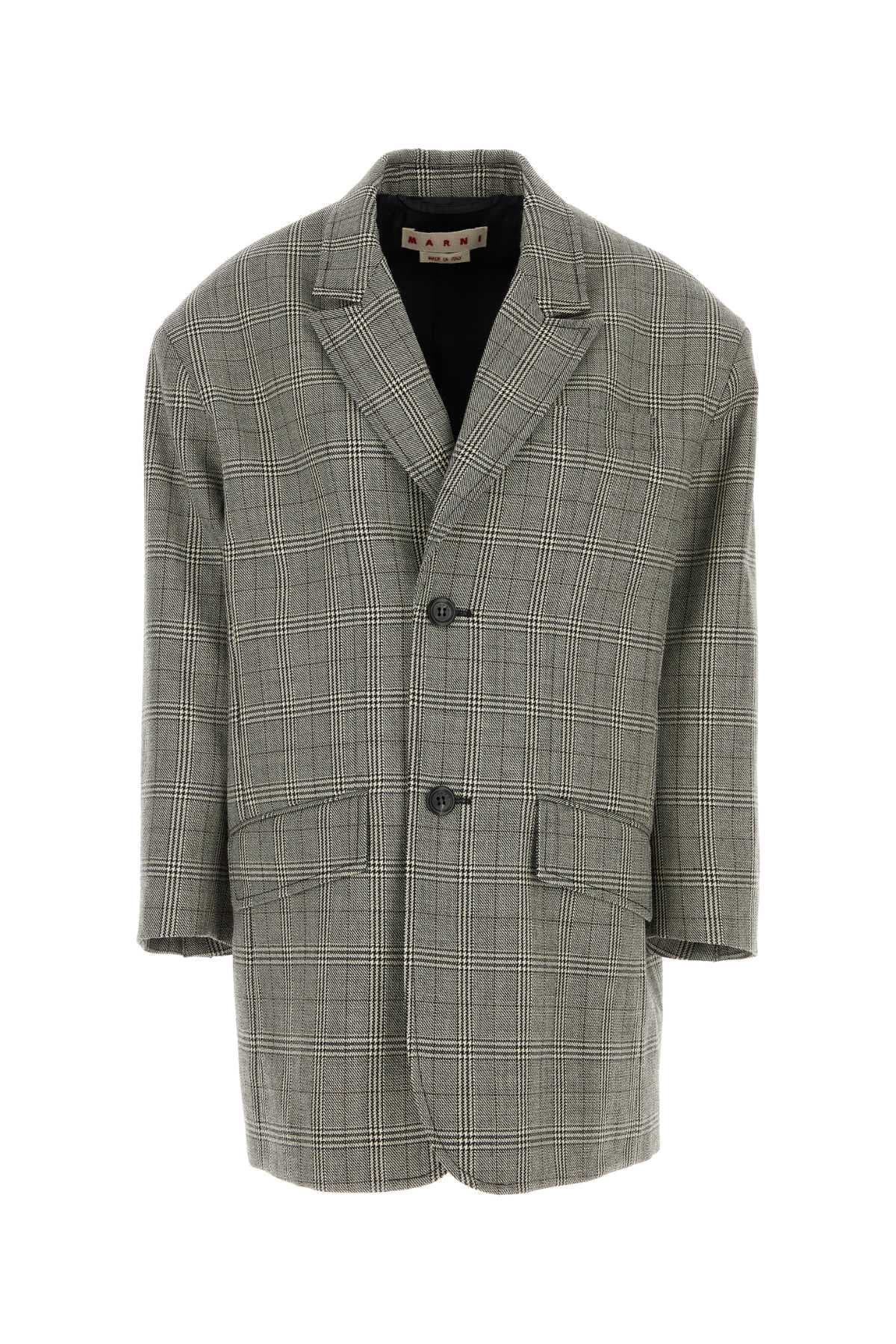 Embroidered wool oversize blazer