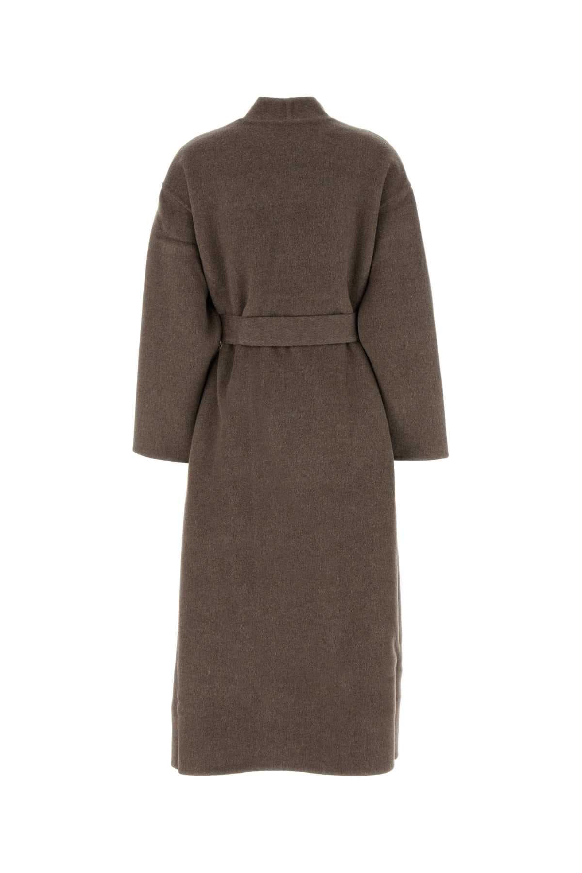 Brown wool blend coat - мініатюра 2