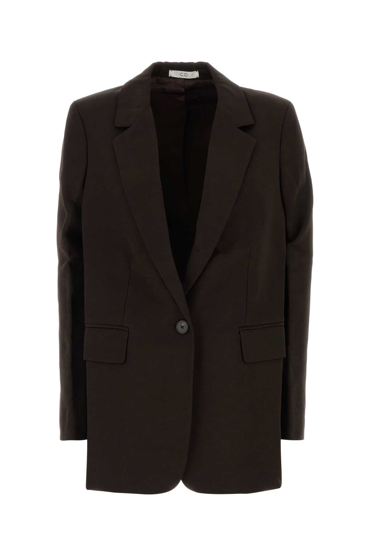 Brown viscose blend oversize blazer