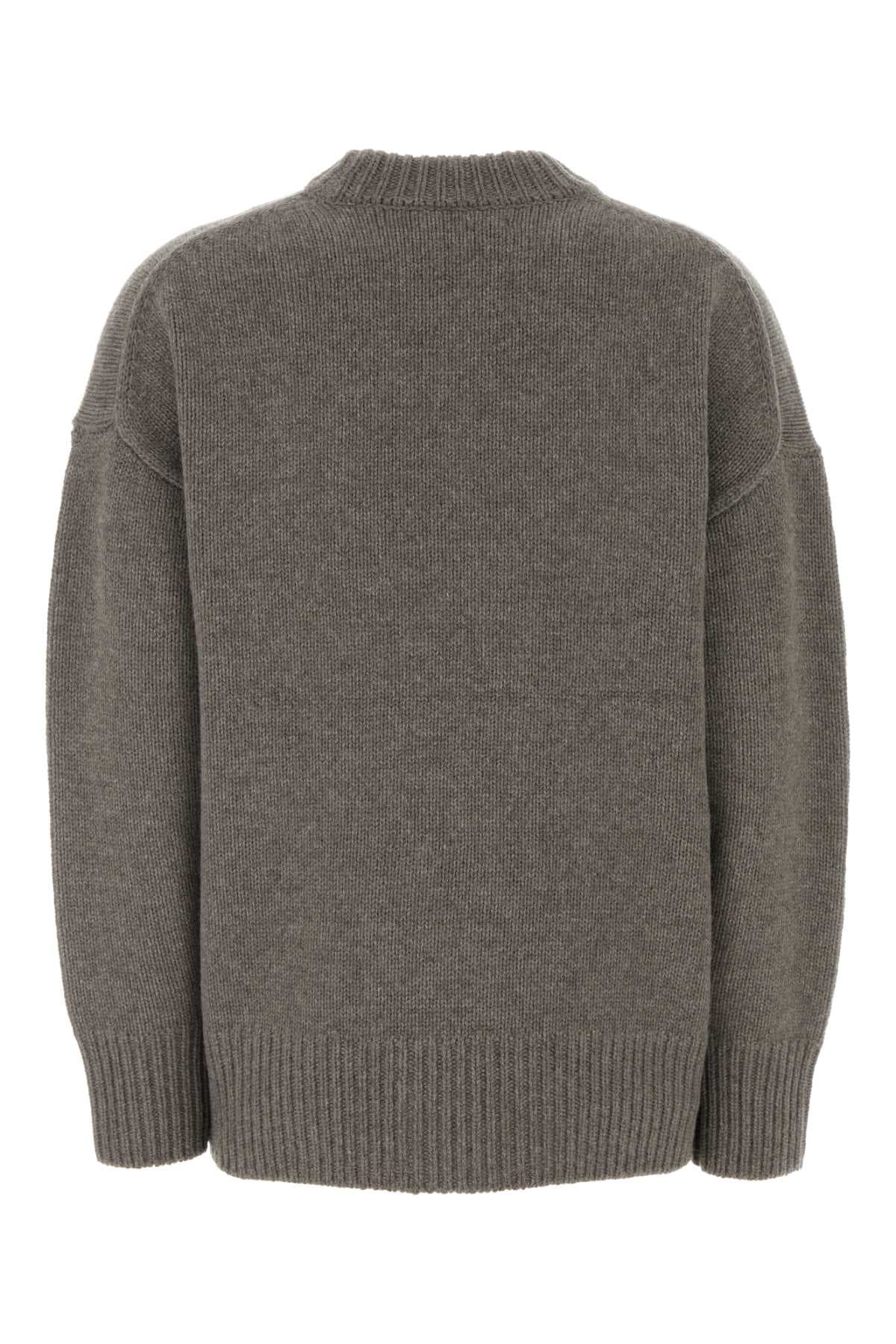 Grey wool blend oversize sweater - мініатюра 2