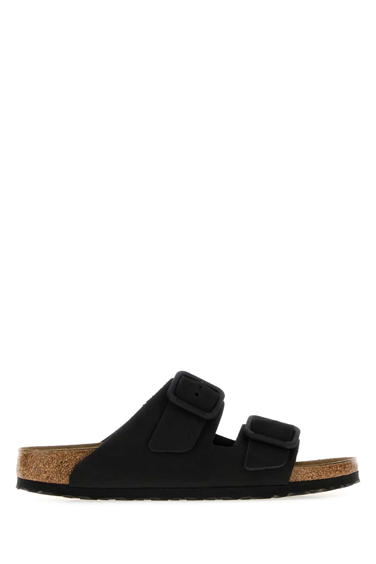 Black leather Arizona slippers