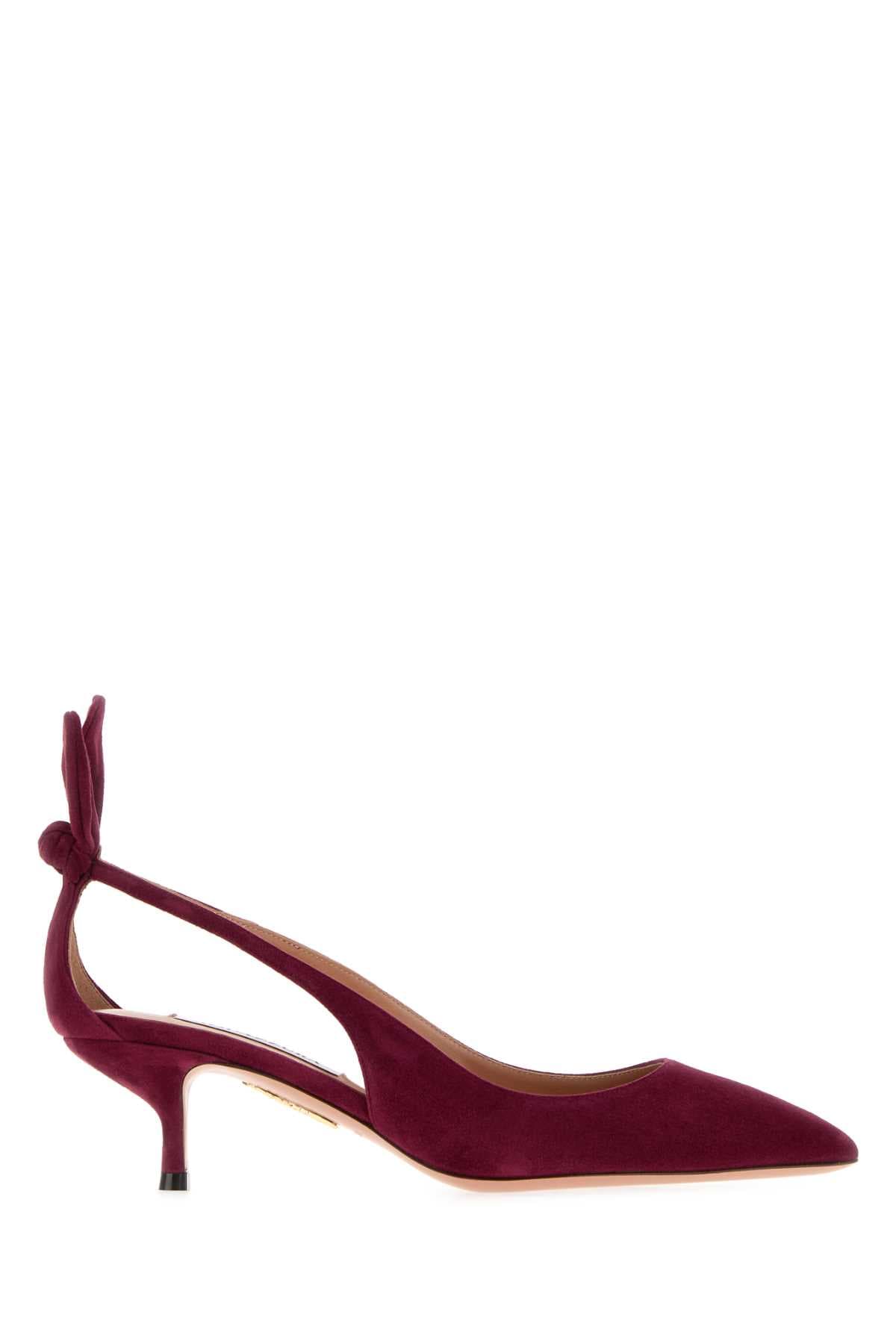 Tyrian purple suede Bow Tie 50 pumps