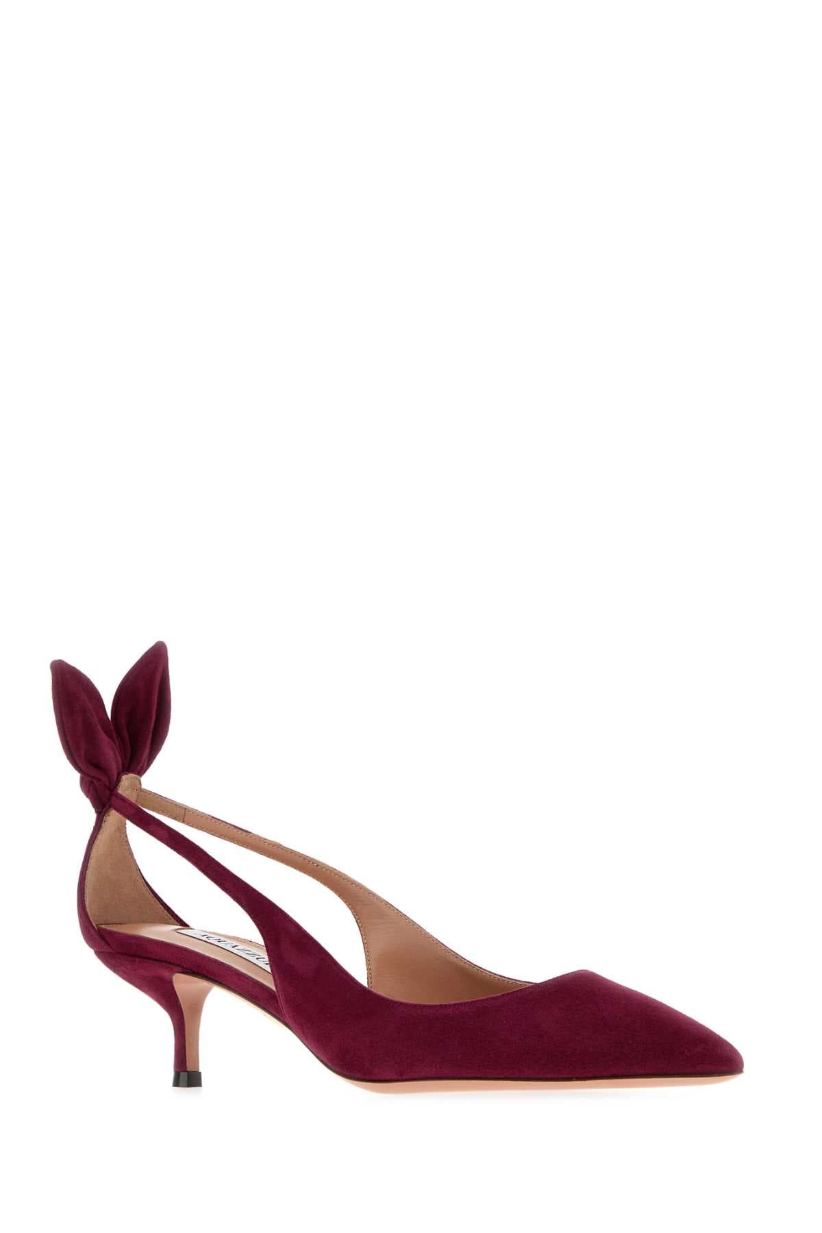 Tyrian purple suede Bow Tie 50 pumps - мініатюра 2