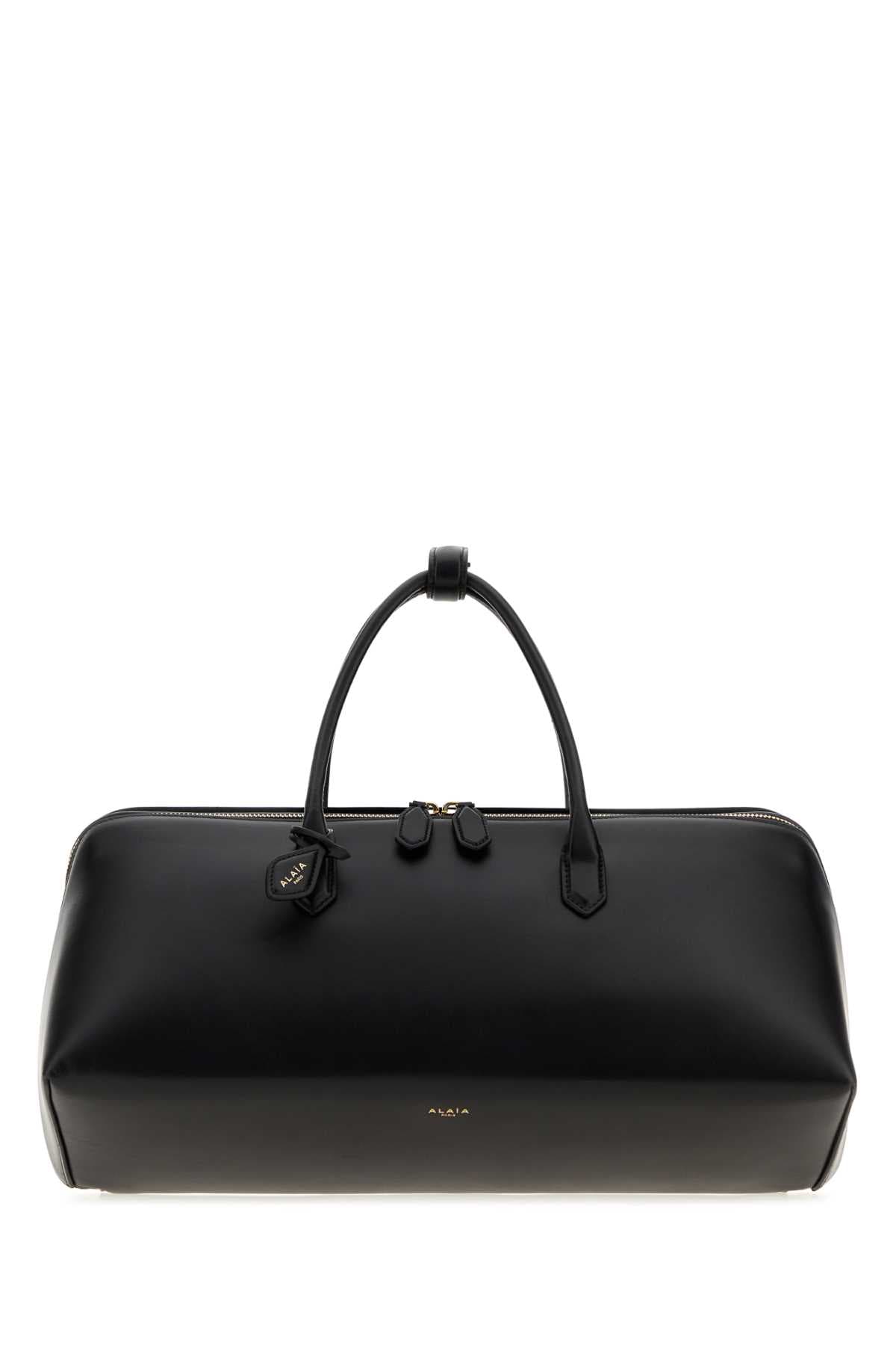 Black leather medium Delta handbag