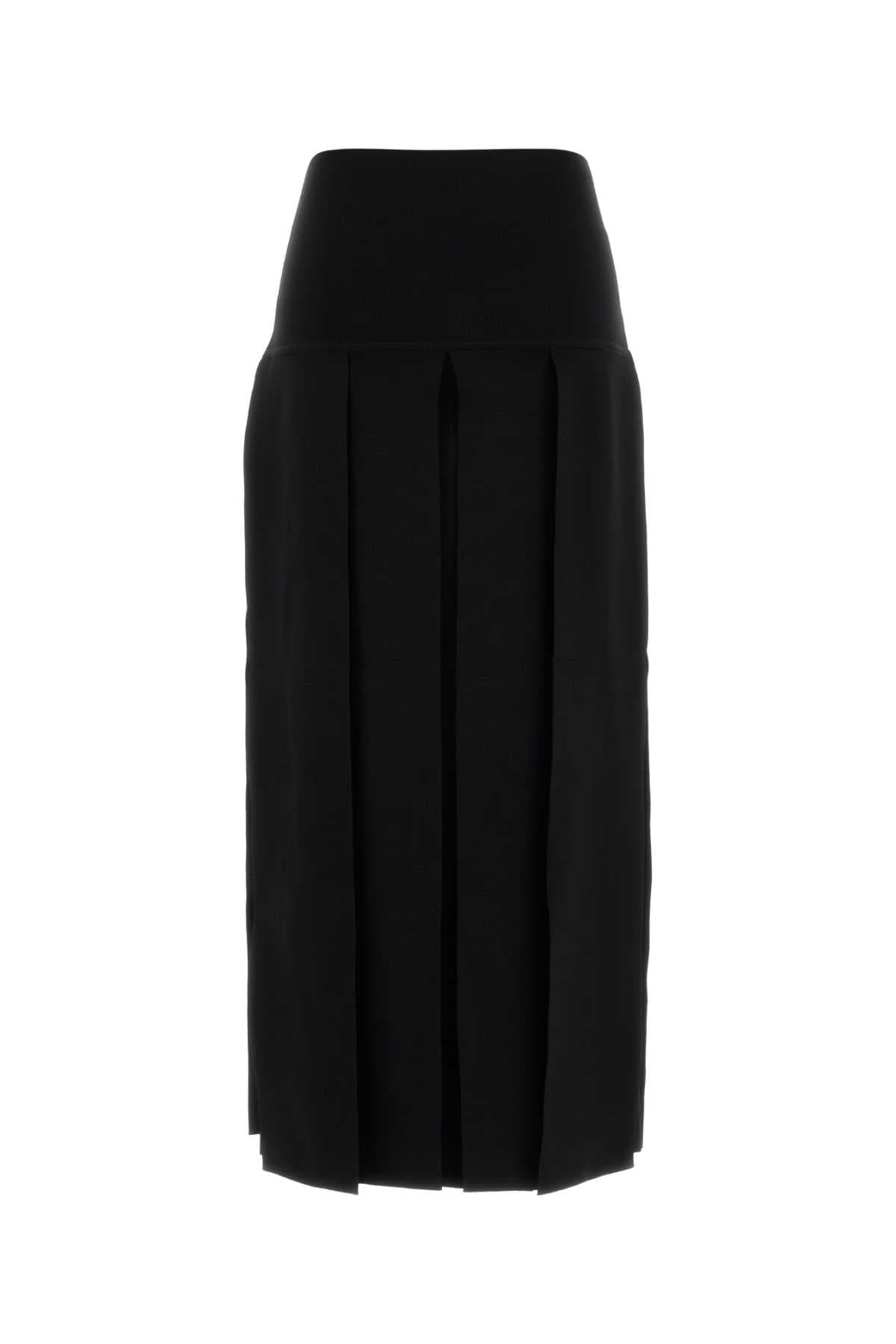 Black stretch viscose blend skirt - мініатюра 2