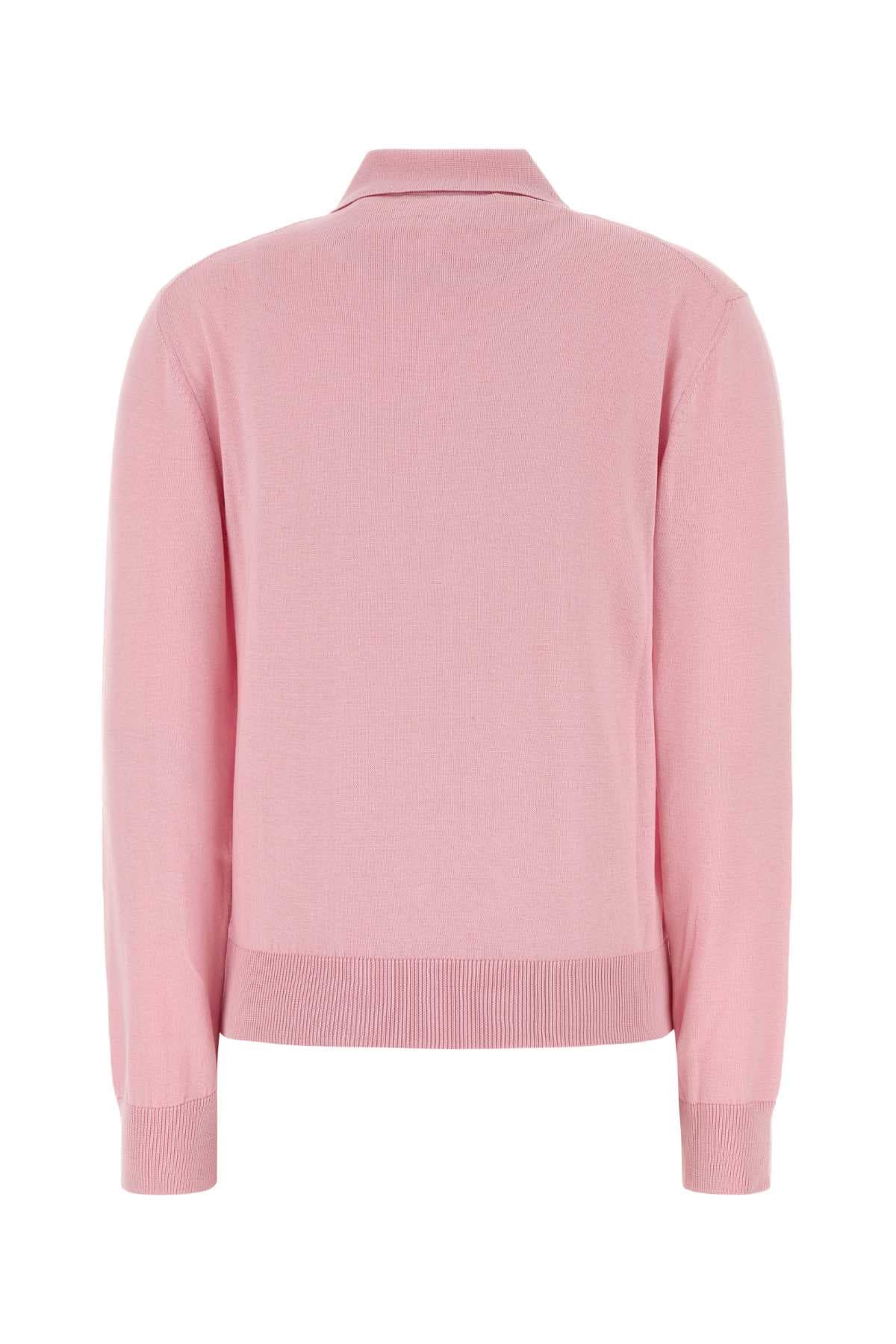 Pink silk blend polo shirt - мініатюра 2