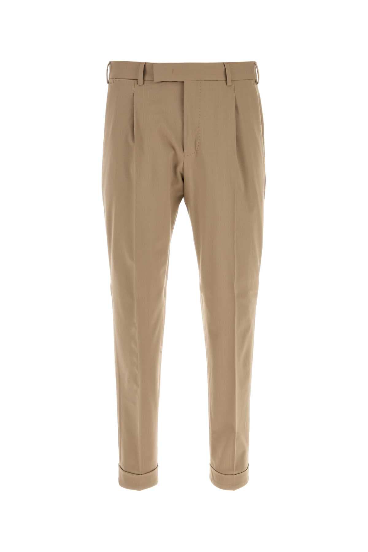 Beige stretch wool pant