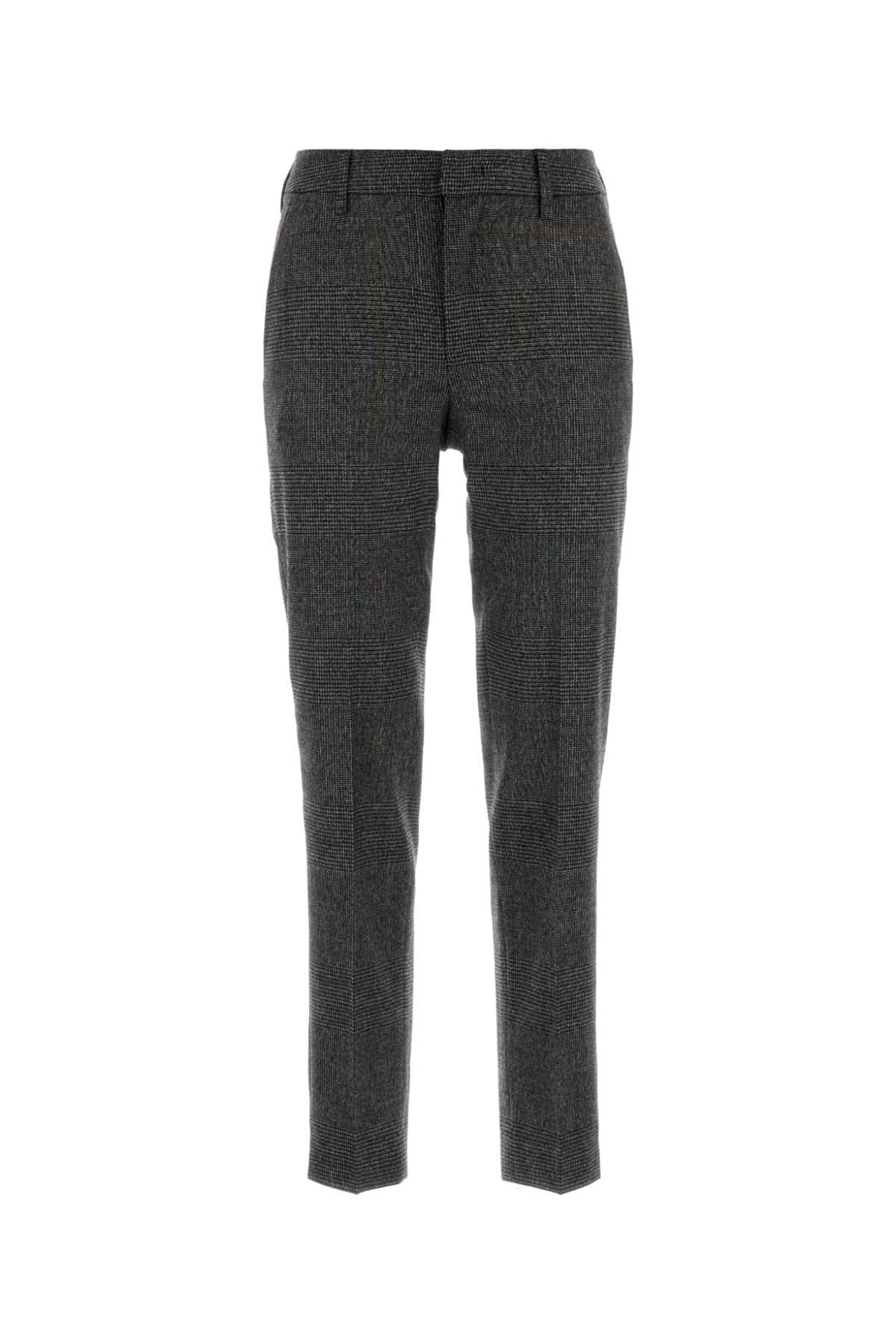 Embroidered stretch wool blend pant
