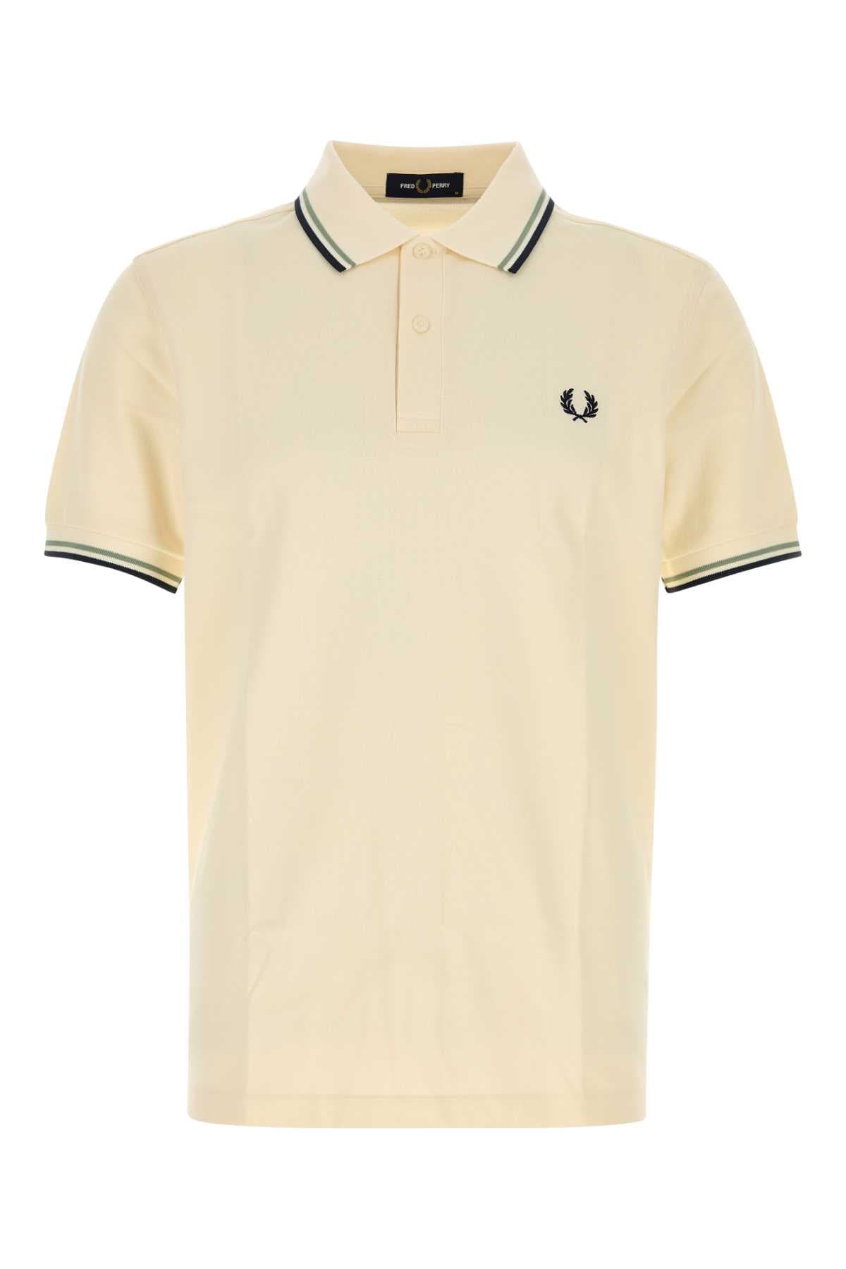 Ivory piquet polo shirt