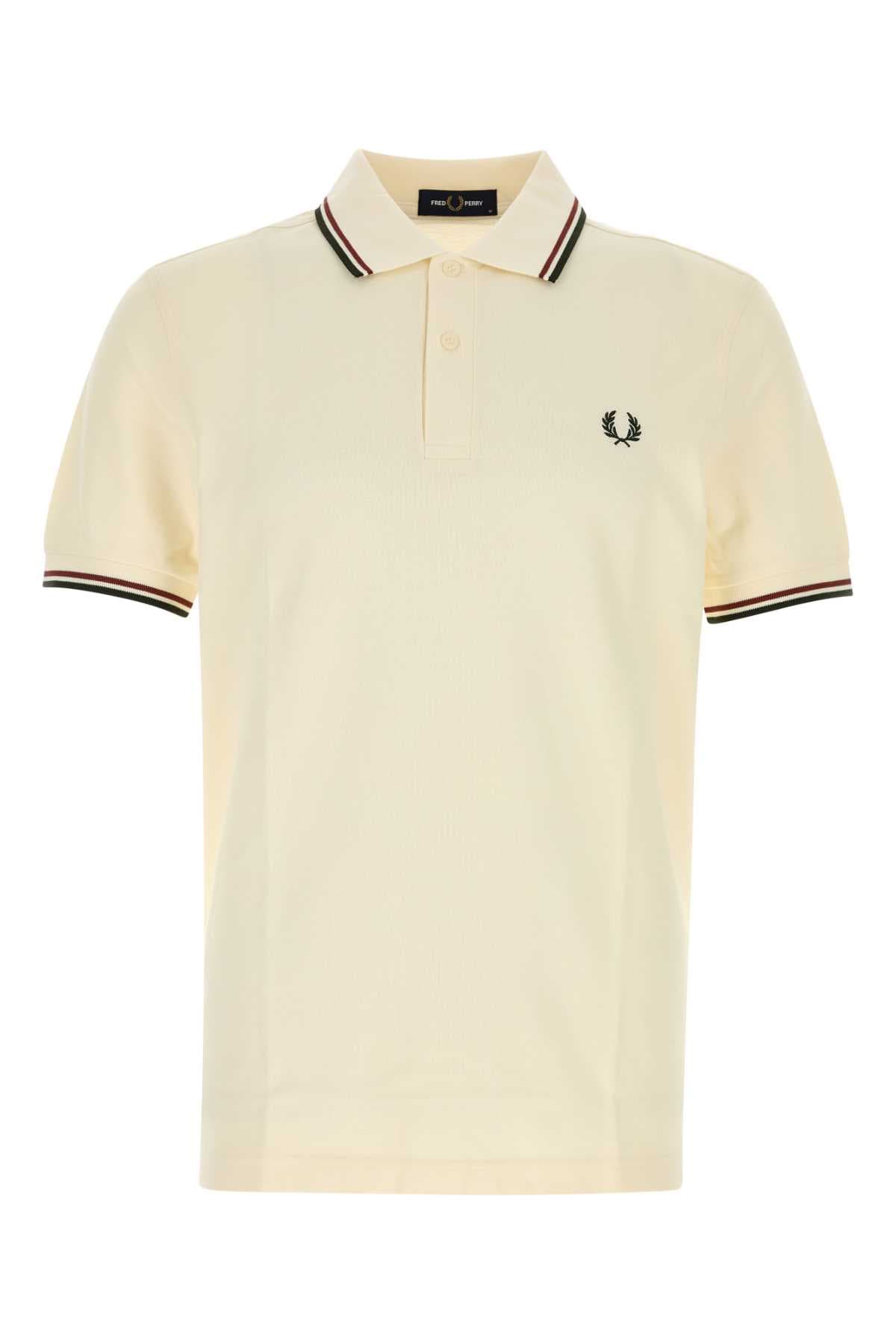 Ivory piquet polo shirt