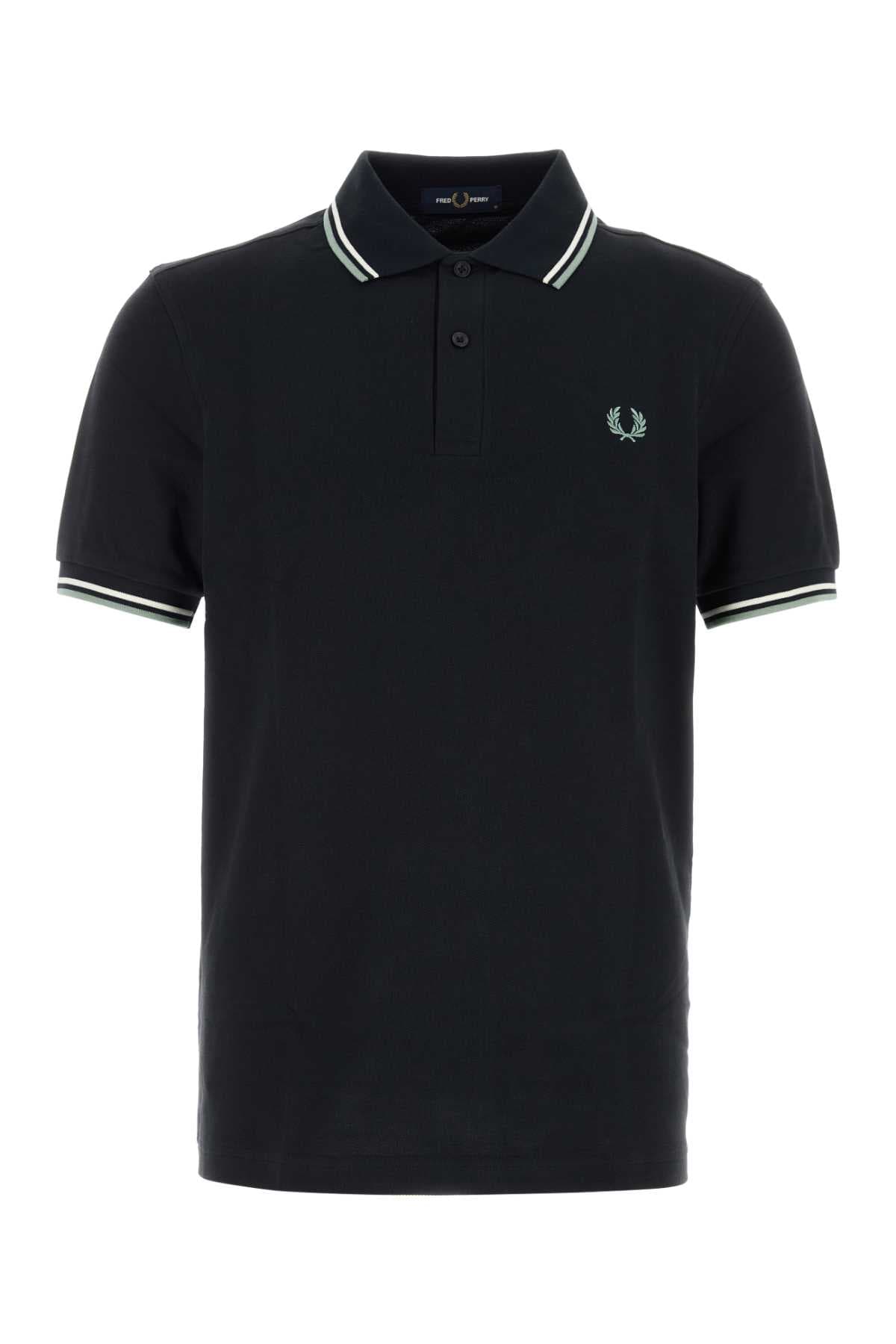 Navy blue piquet polo shirt