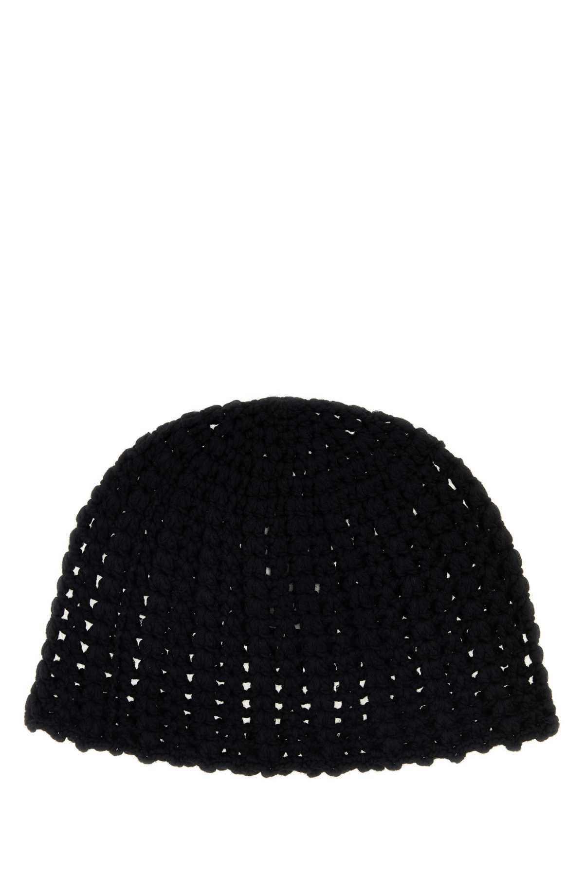 Black crochet Andalusia beanie hat