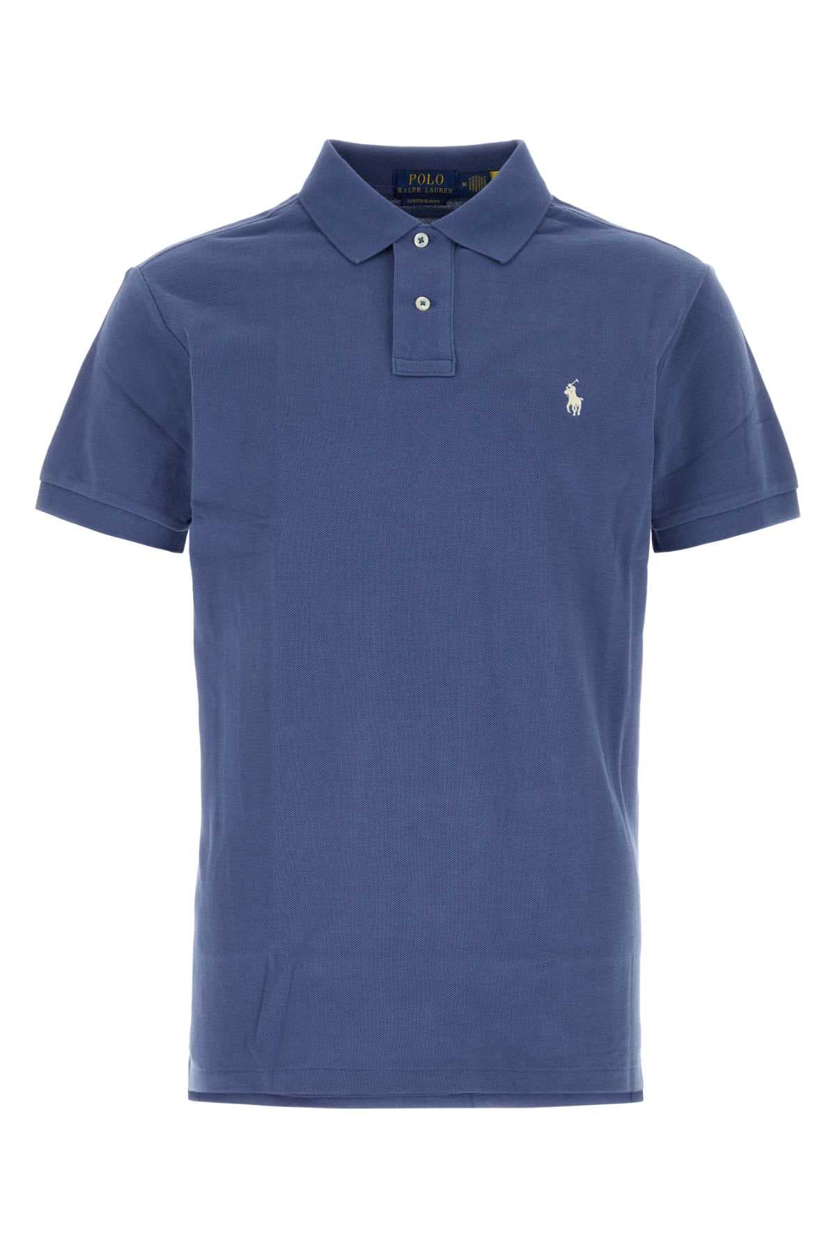 Blue cotton polo shirt