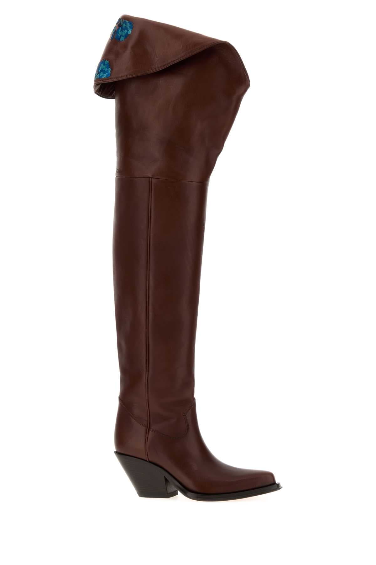 Chocolate leather Azelan boots - мініатюра 2
