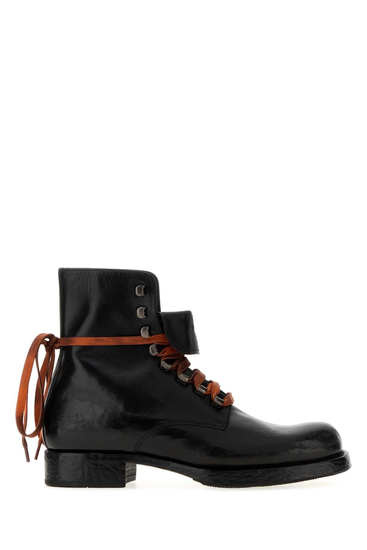 Black leather ankle boots