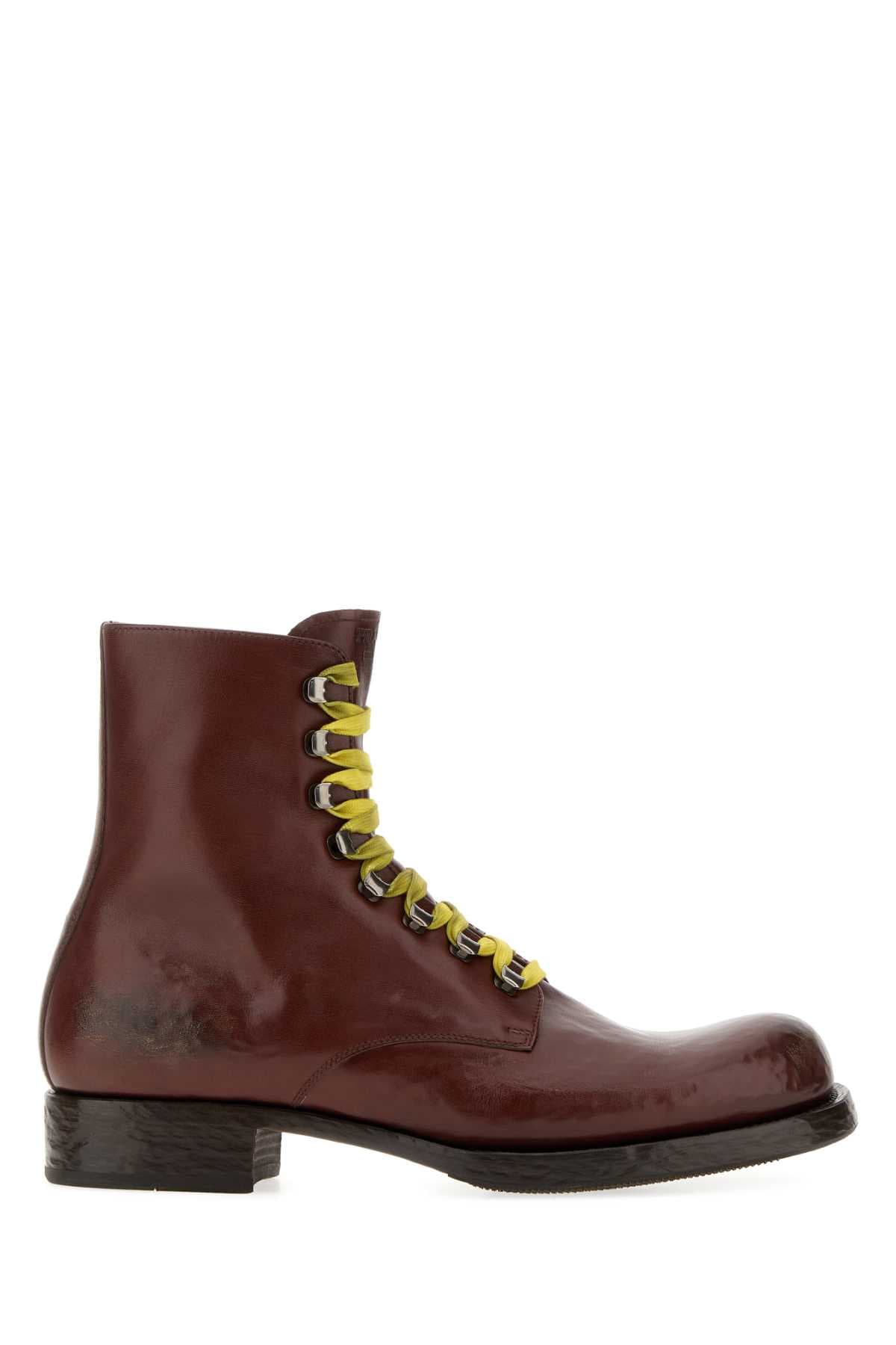 Brown leather ankle boots