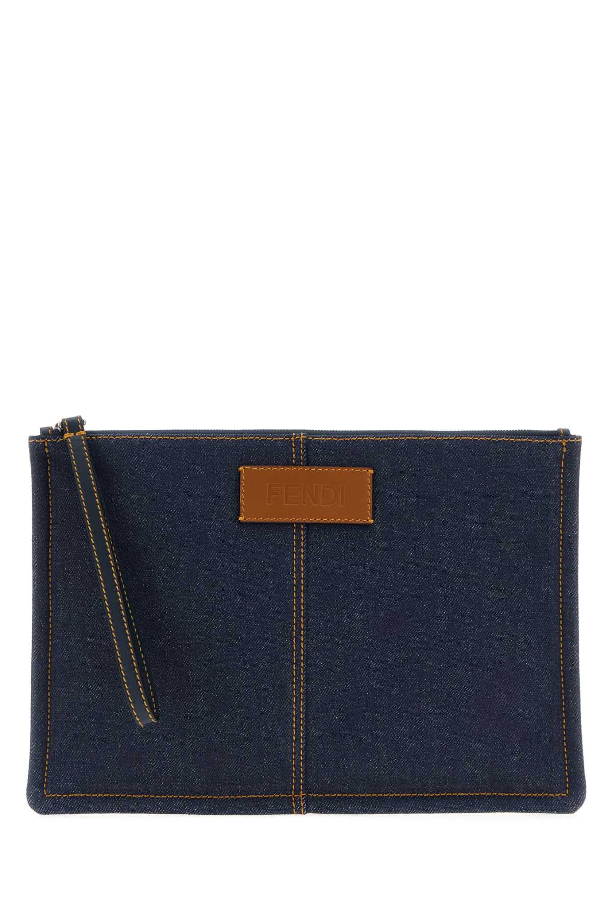 Denim medium clutch
