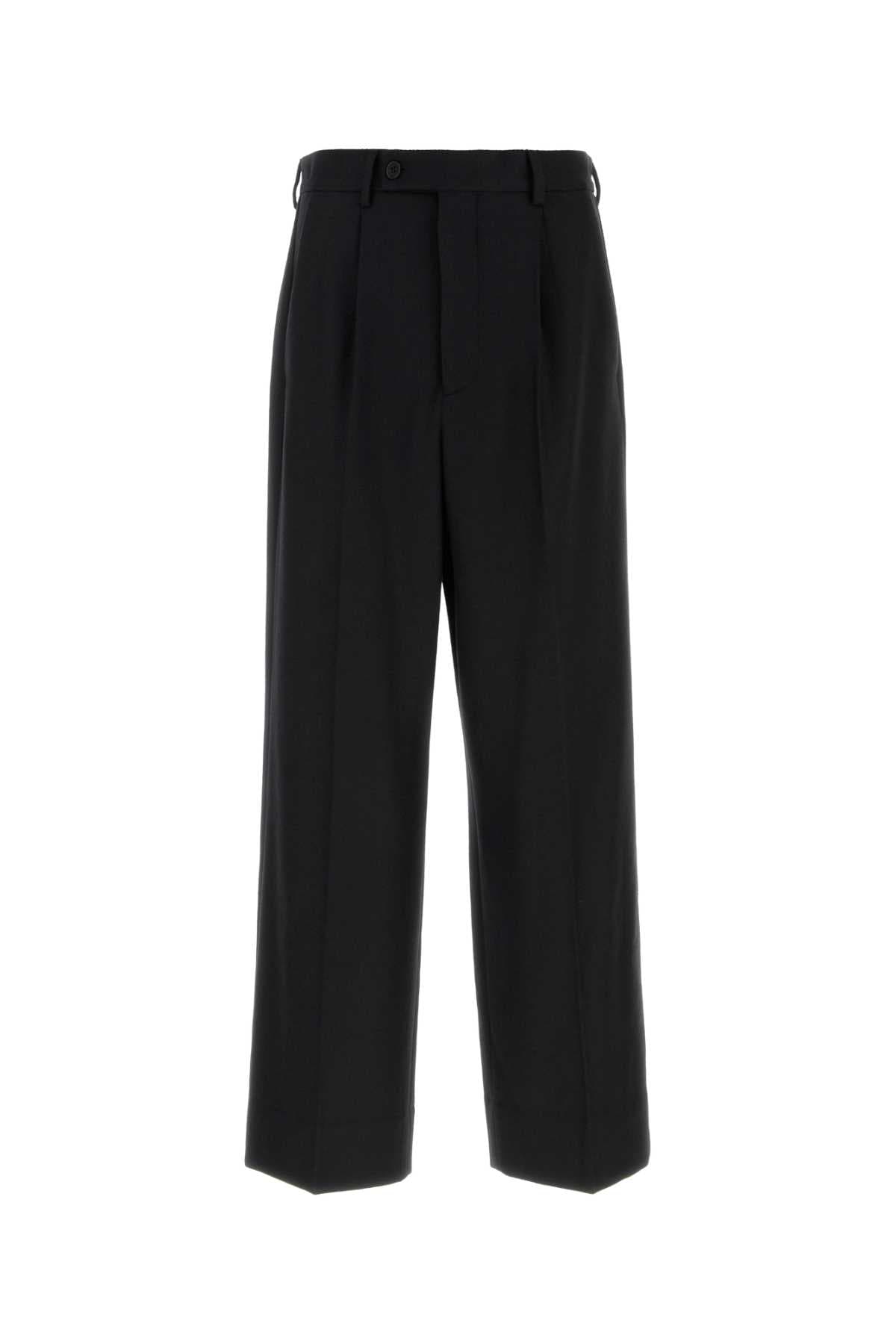 Black wool blend wide-leg pant